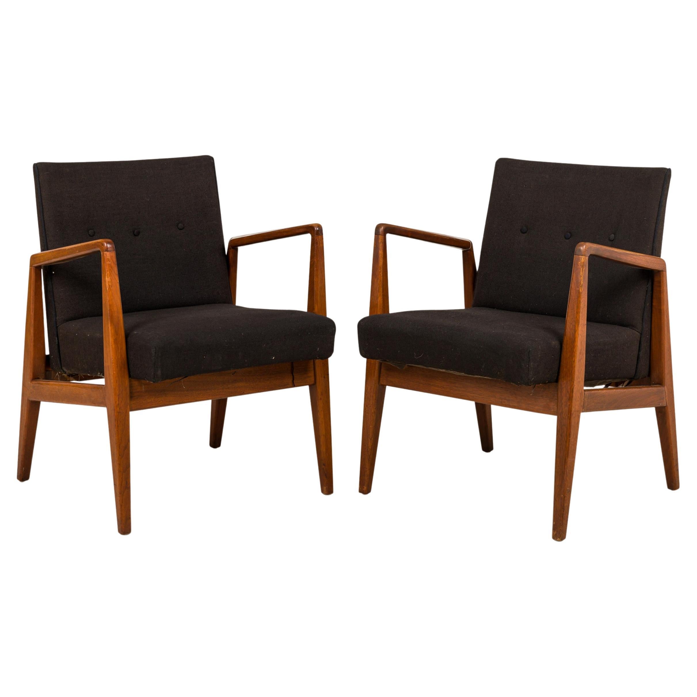 Set di 8 poltrone "Playboy" in teak imbottite in tessuto nero di Jens Risom