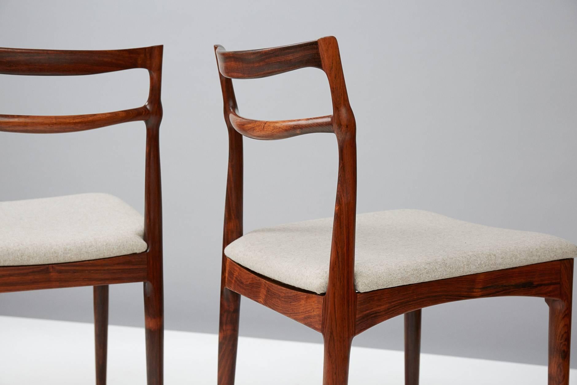 Scandinavian Modern Set of 8 Johannes Andersen Rosewood Dining Chairs, 1960s