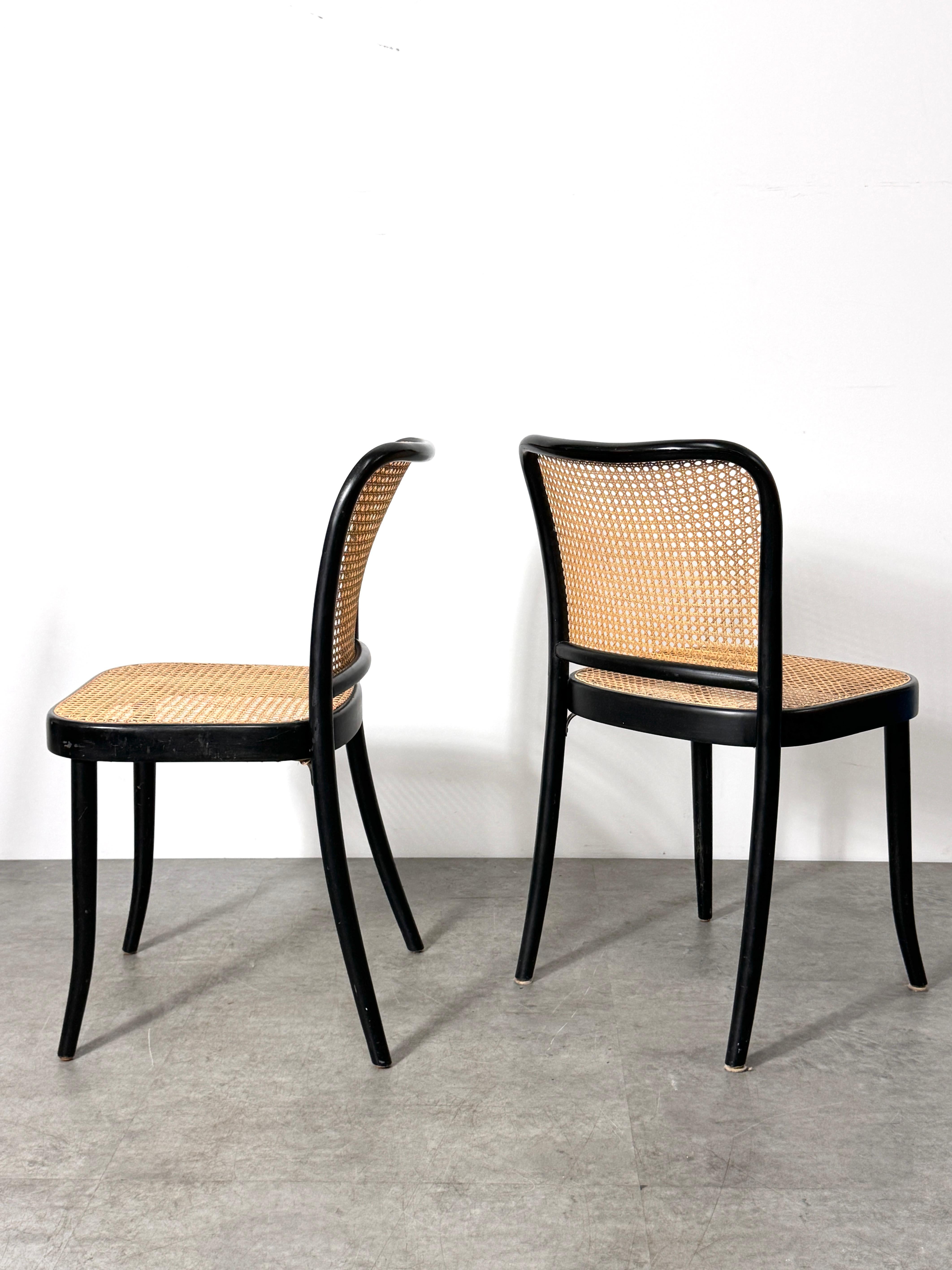 Set of 8 Josef Hoffmann Bentwood Cane Prague Dining Chairs for Stendig 1960s 1