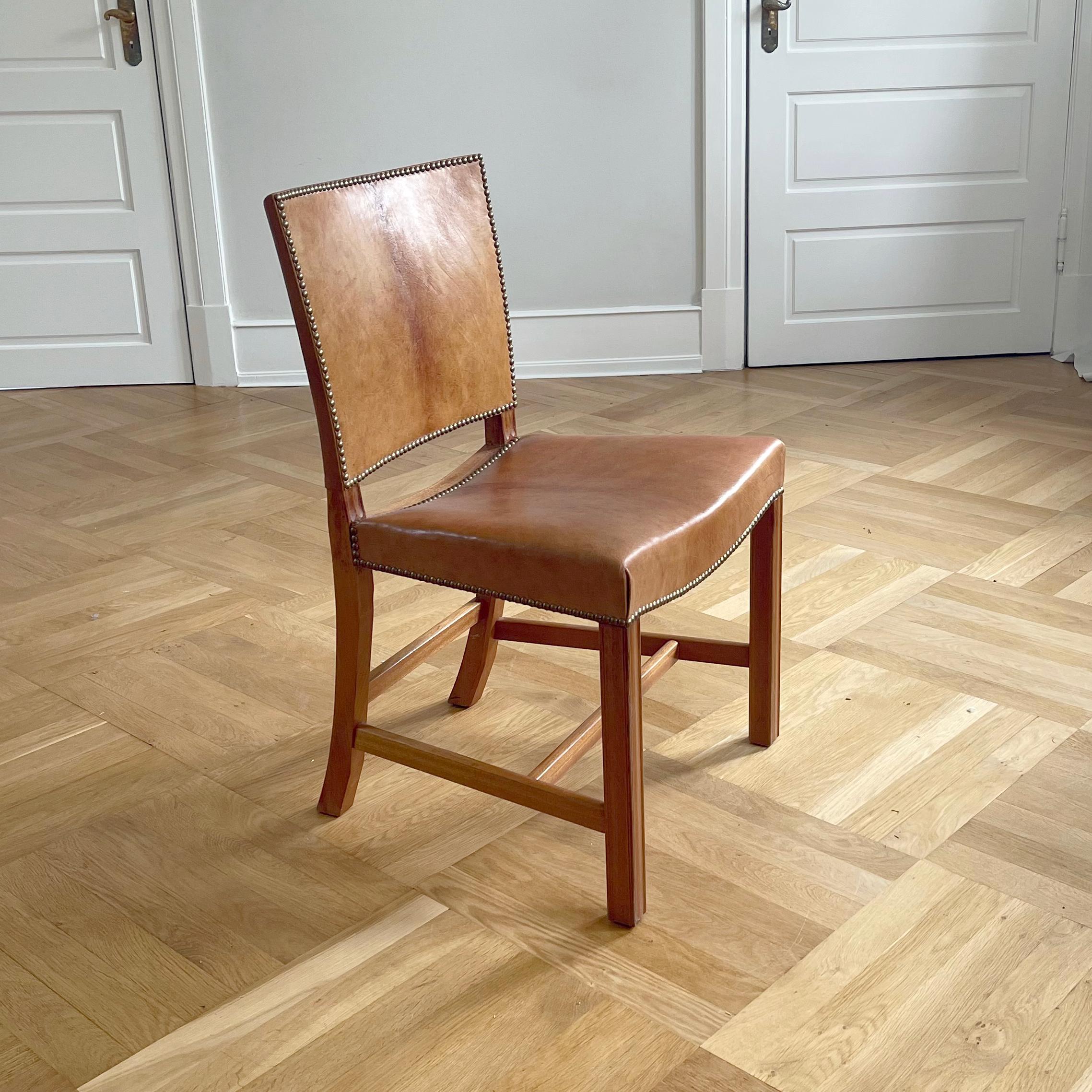 Set of 8 Kaare Klint Red Chairs, Niger Leather, Mahogany In Good Condition In Copenhagen, DK