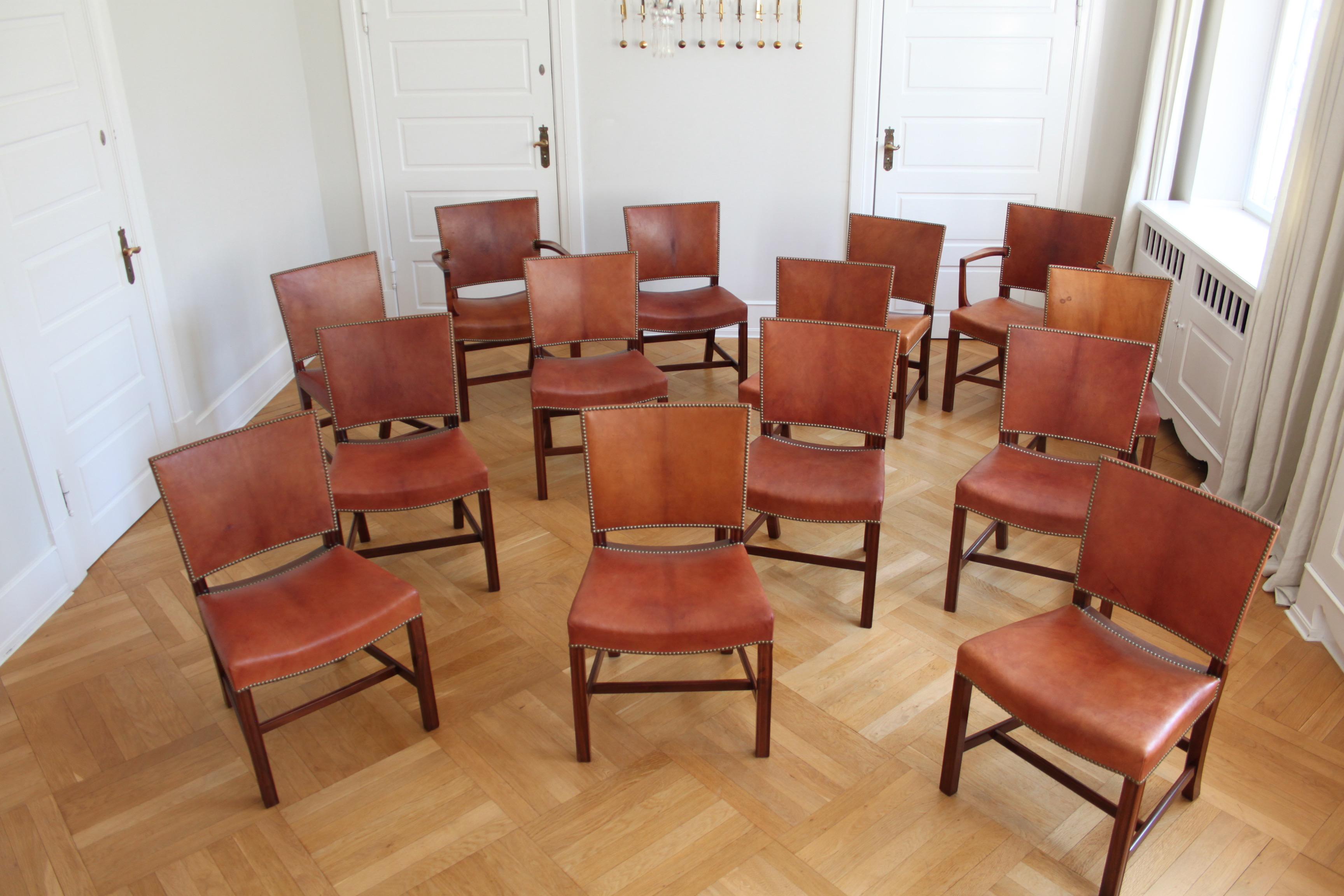 Set of 8 Kaare Klint Red Chairs, Niger Leather, Mahogany 3