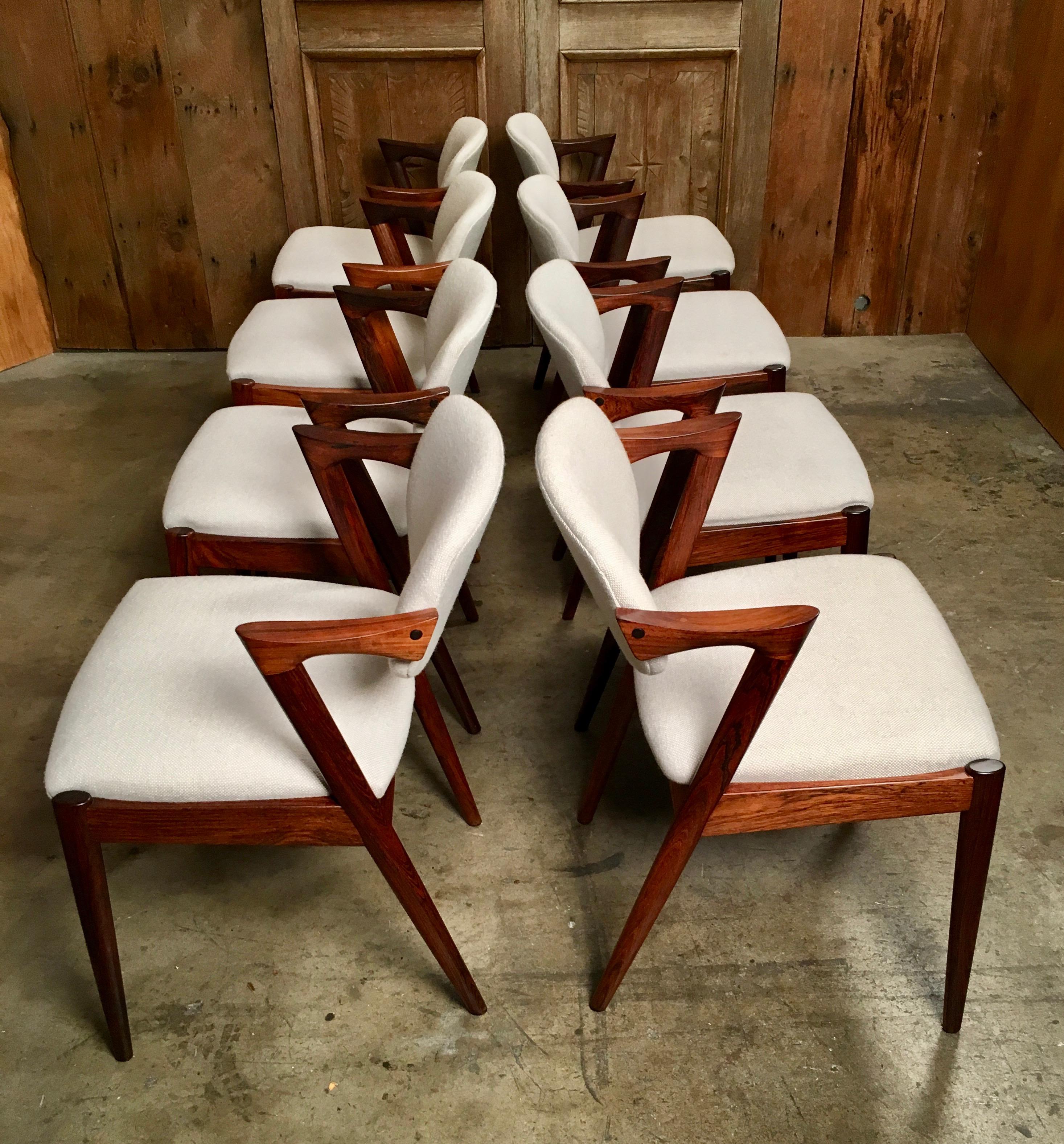 20th Century Set of 8 Kai Kristiansen Model 42 Dining Chairs in Rosewood