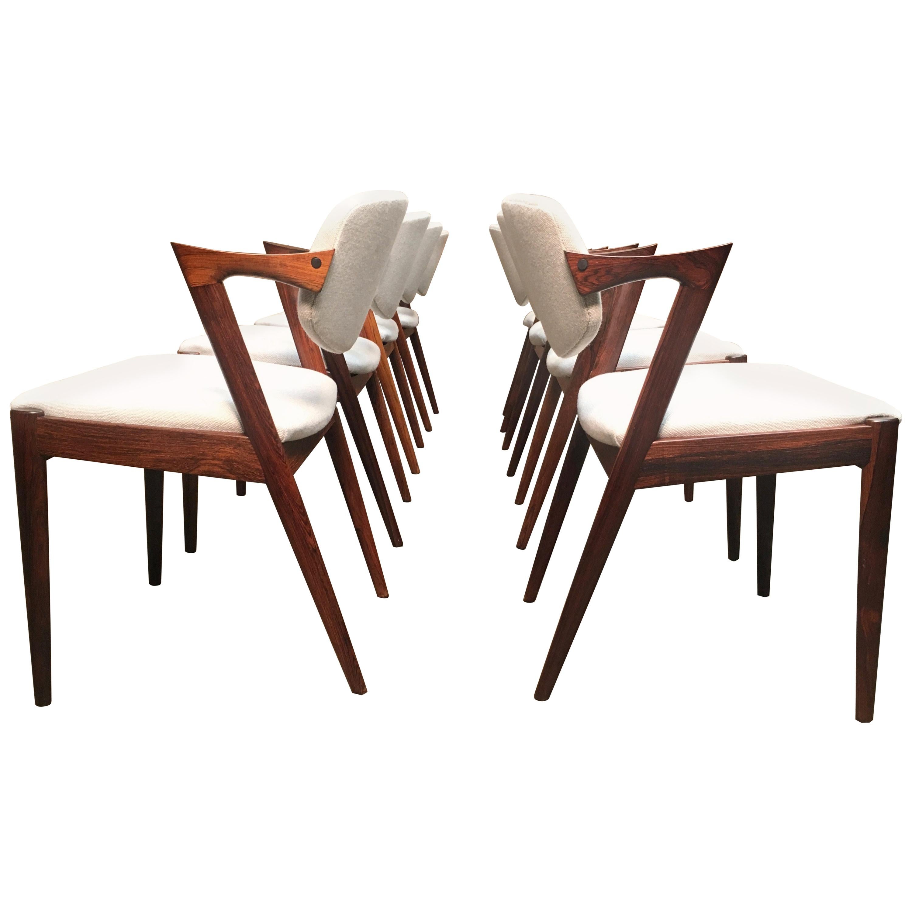 Set of 8 Kai Kristiansen Model 42 Dining Chairs in Rosewood