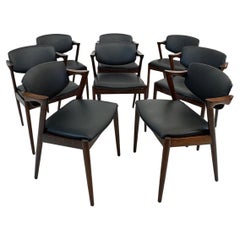 Set of 8 Kai Kristiansen Model 42 Rosewood & Leatherette Dining Chairs, Denmark
