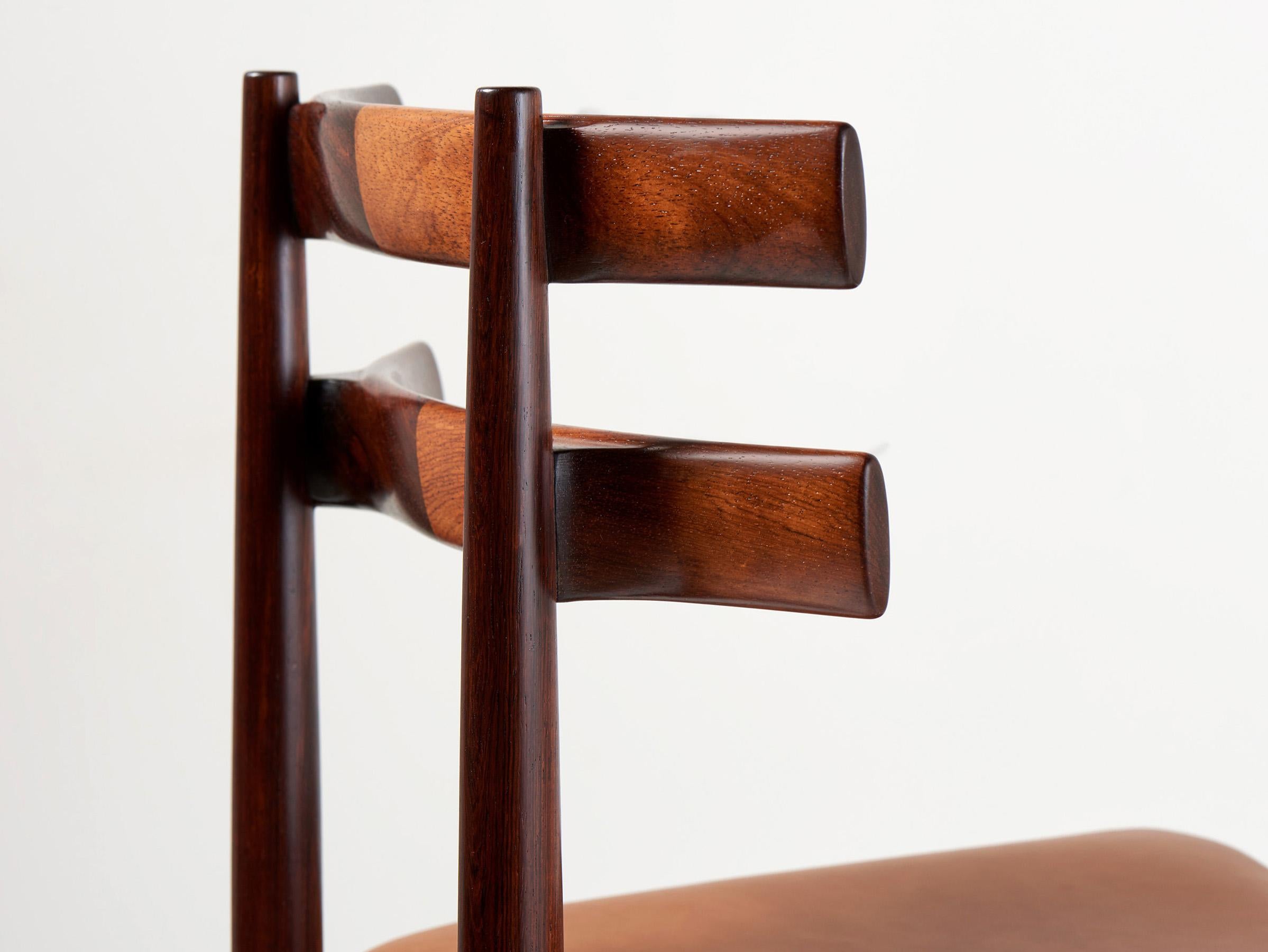 Set di 8 sedie da pranzo in legno di palissandro Kai Kristiansen Model 55 anni '60 circa In condizioni ottime in vendita a London, England