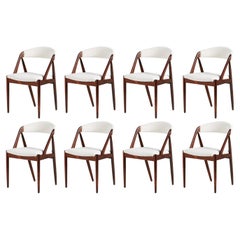 Vintage Set of 8 Kai Kristiansen Rosewood & Boucle Model 31 Dining Chairs