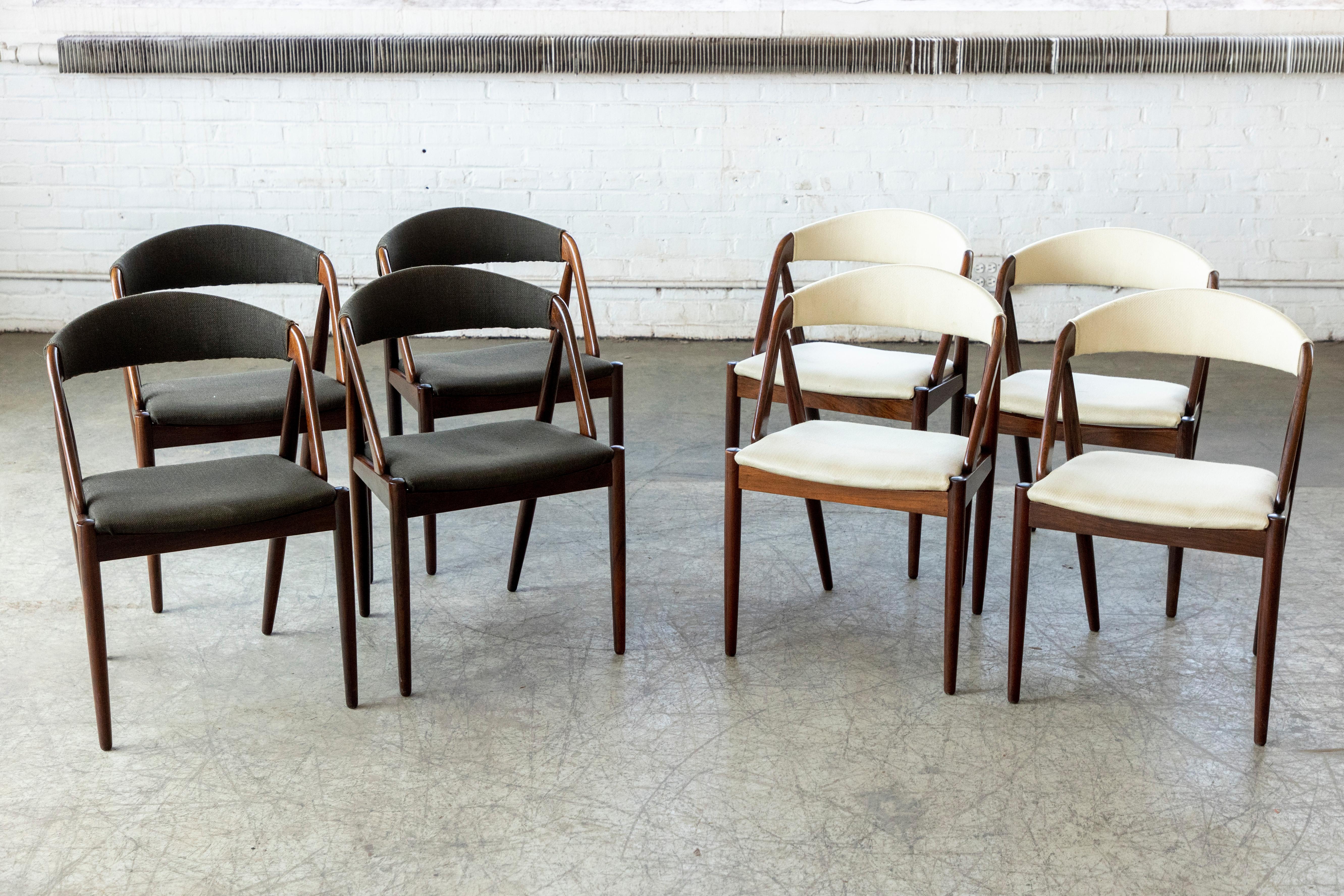 Mid-Century Modern Set of 8 Kai Kristiansen Rosewood Dining Chairs Model 31 for Schou Andersen