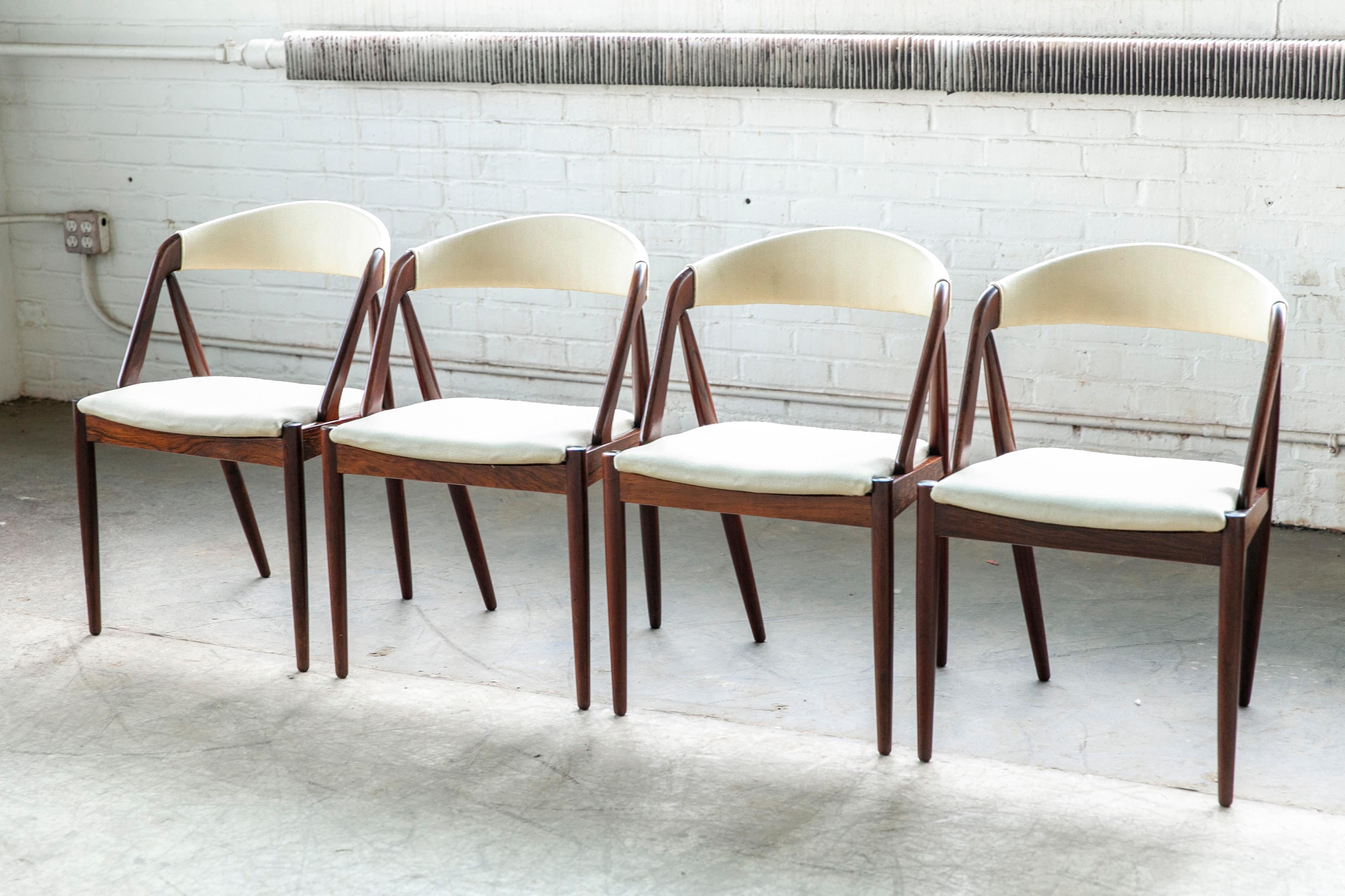 Mid-Century Modern Set of 8 Kai Kristiansen Rosewood  Dining Chairs Model 31 for Schou Andersen