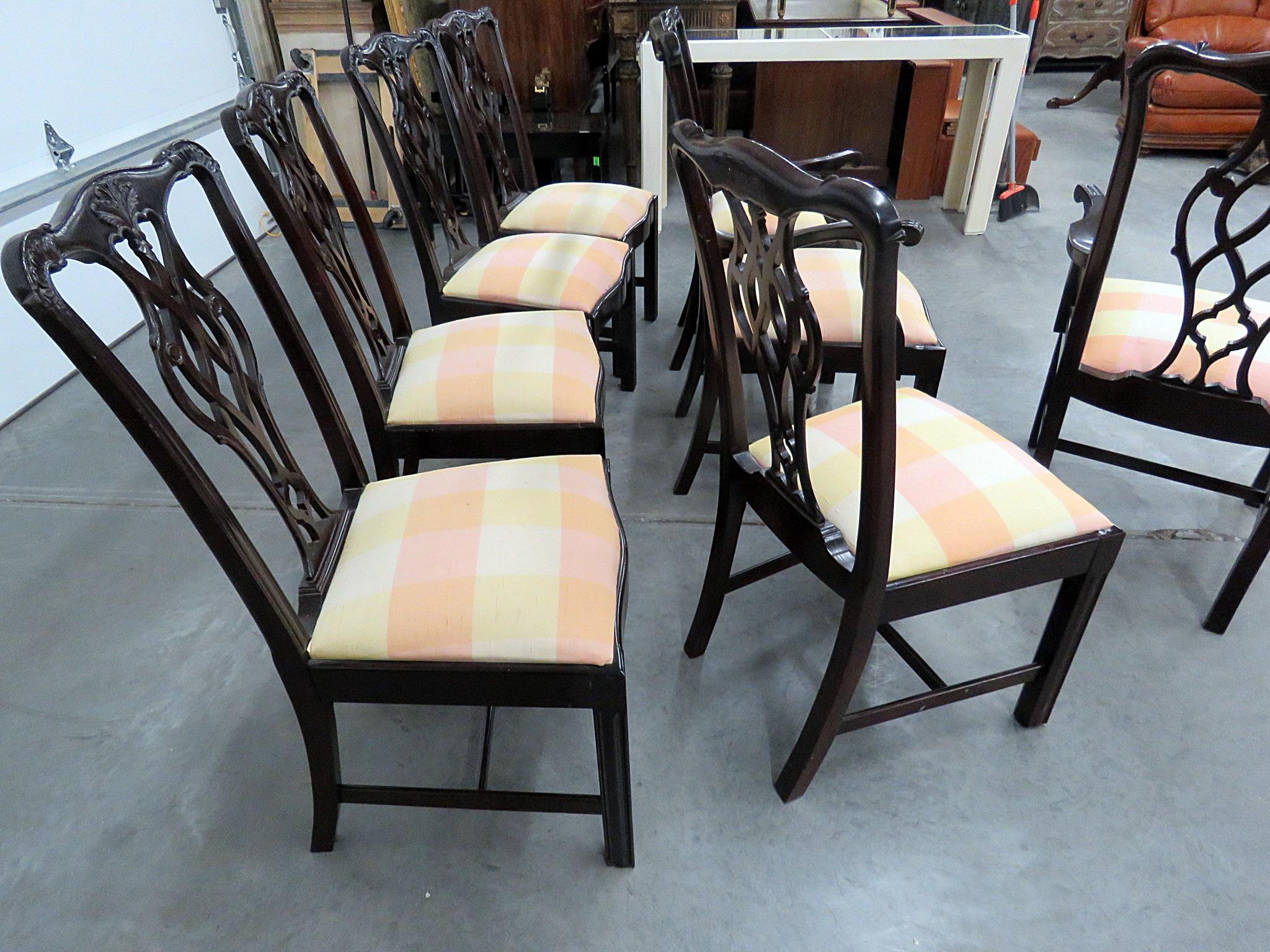 Set of 8 Kindel Chippendale Style Dining Chairs 1
