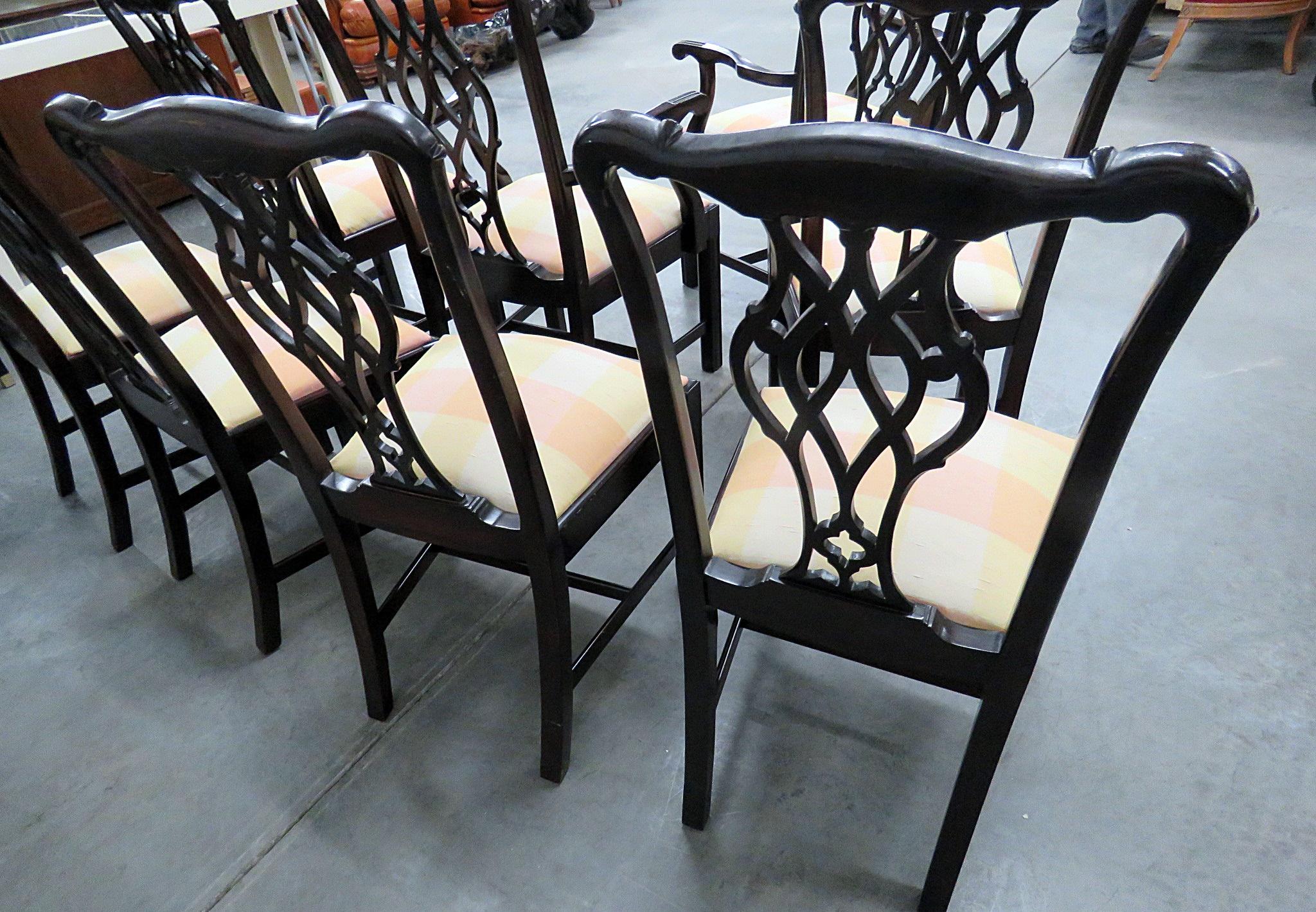 Upholstery Set of 8 Kindel Chippendale Style Dining Chairs