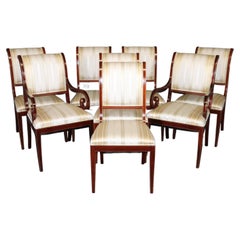 Set of 8 Kindel Regency Style Upholstered Dining Chairs, circa 1990