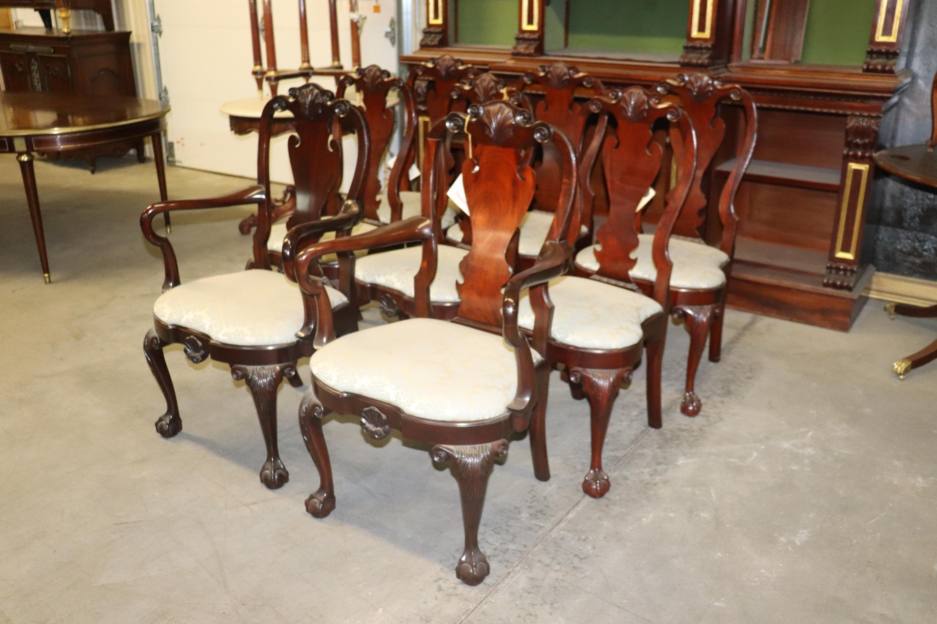 Georgian   Set of 8 Kindel Winterthur Collection Solid Mahogany Dining Chairs 