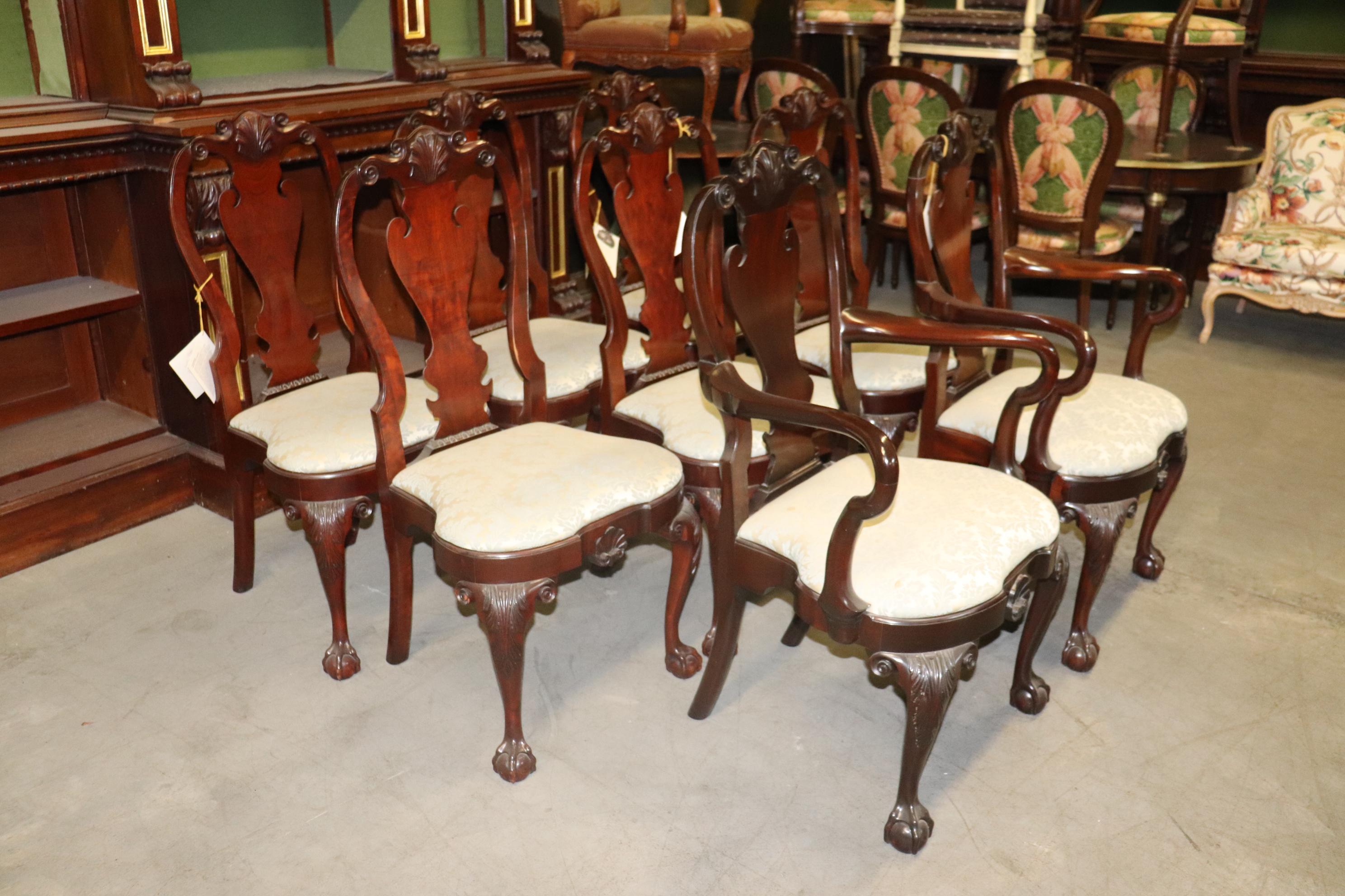 American   Set of 8 Kindel Winterthur Collection Solid Mahogany Dining Chairs 