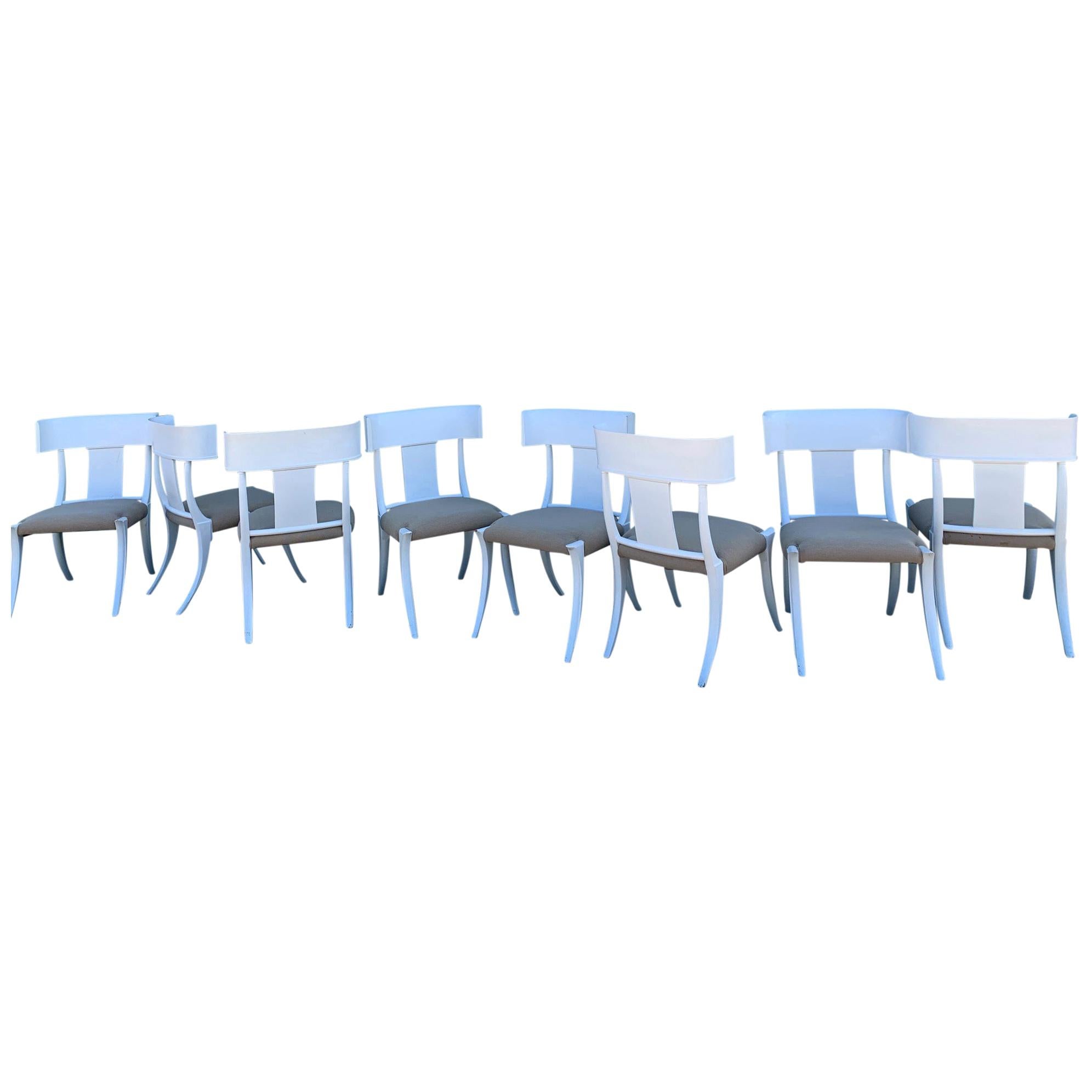 Set of 8 Klismos Wood Dining Chairs in Style of Stewart MacDougall  For Sale