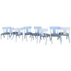 Set of 8 Klismos Wood Dining Chairs in Style of Stewart MacDougall 