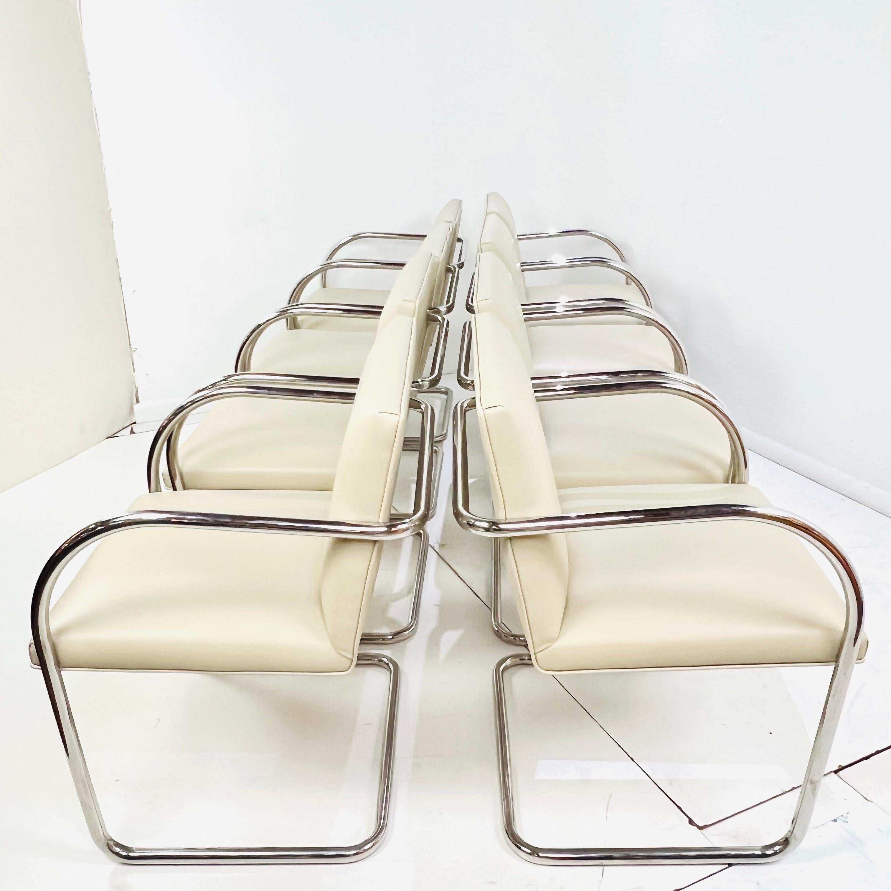 Mid-Century Modern Set of 8 Knoll Tubular Brno Chairs For Sale
