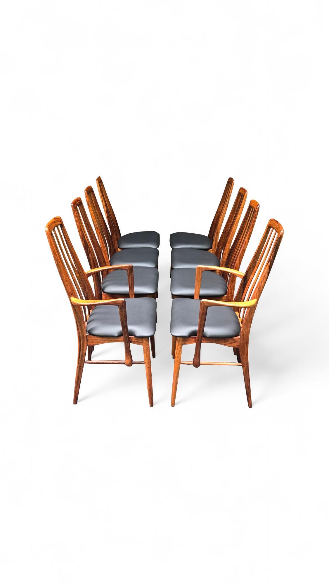 Ensemble de 8 chaises de salle à manger en bois de rose Koefoeds Hornslet Eva par Niels Koefoed en vente 3