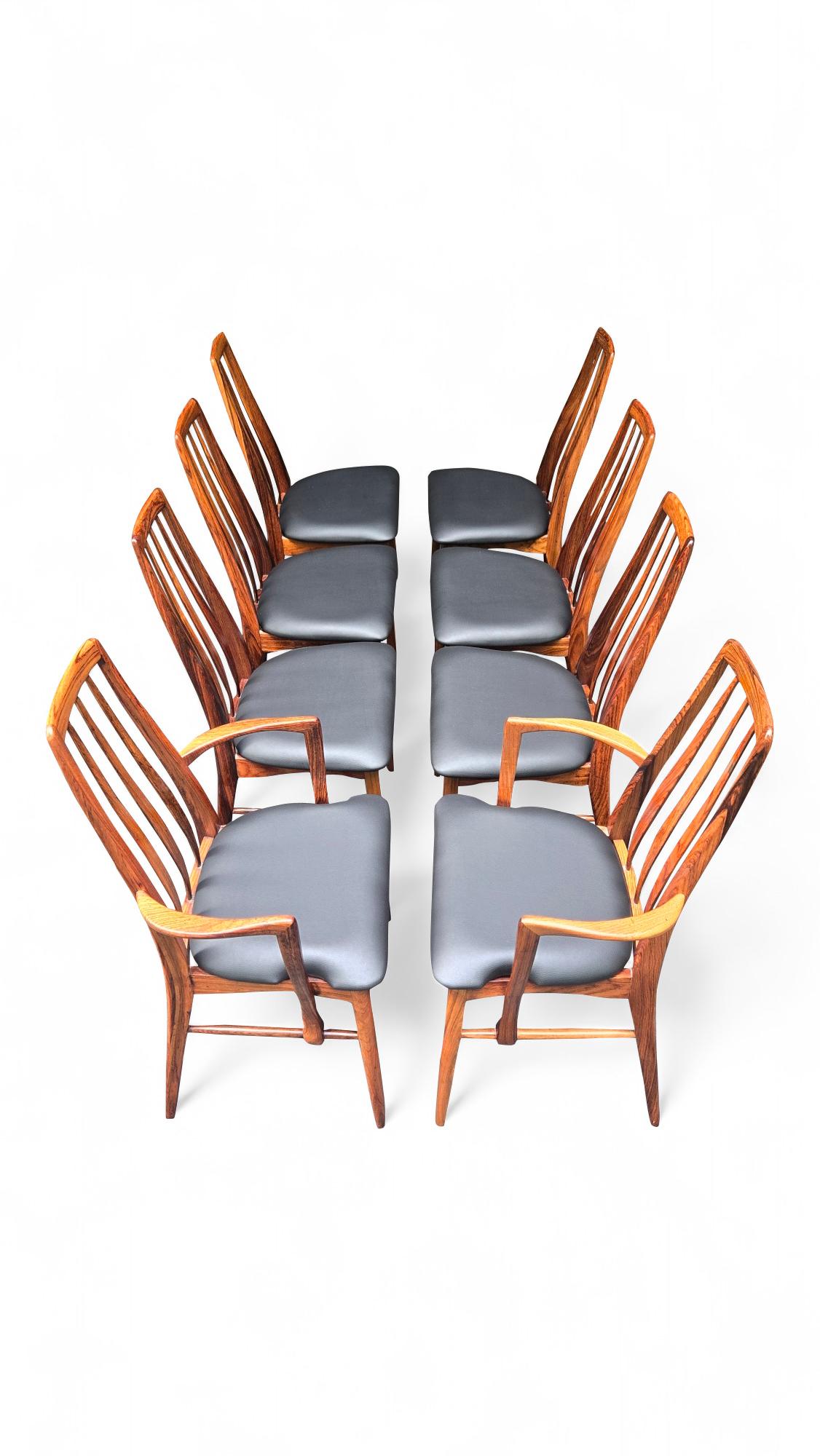 Ensemble de 8 chaises de salle à manger en bois de rose Koefoeds Hornslet Eva par Niels Koefoed en vente 4