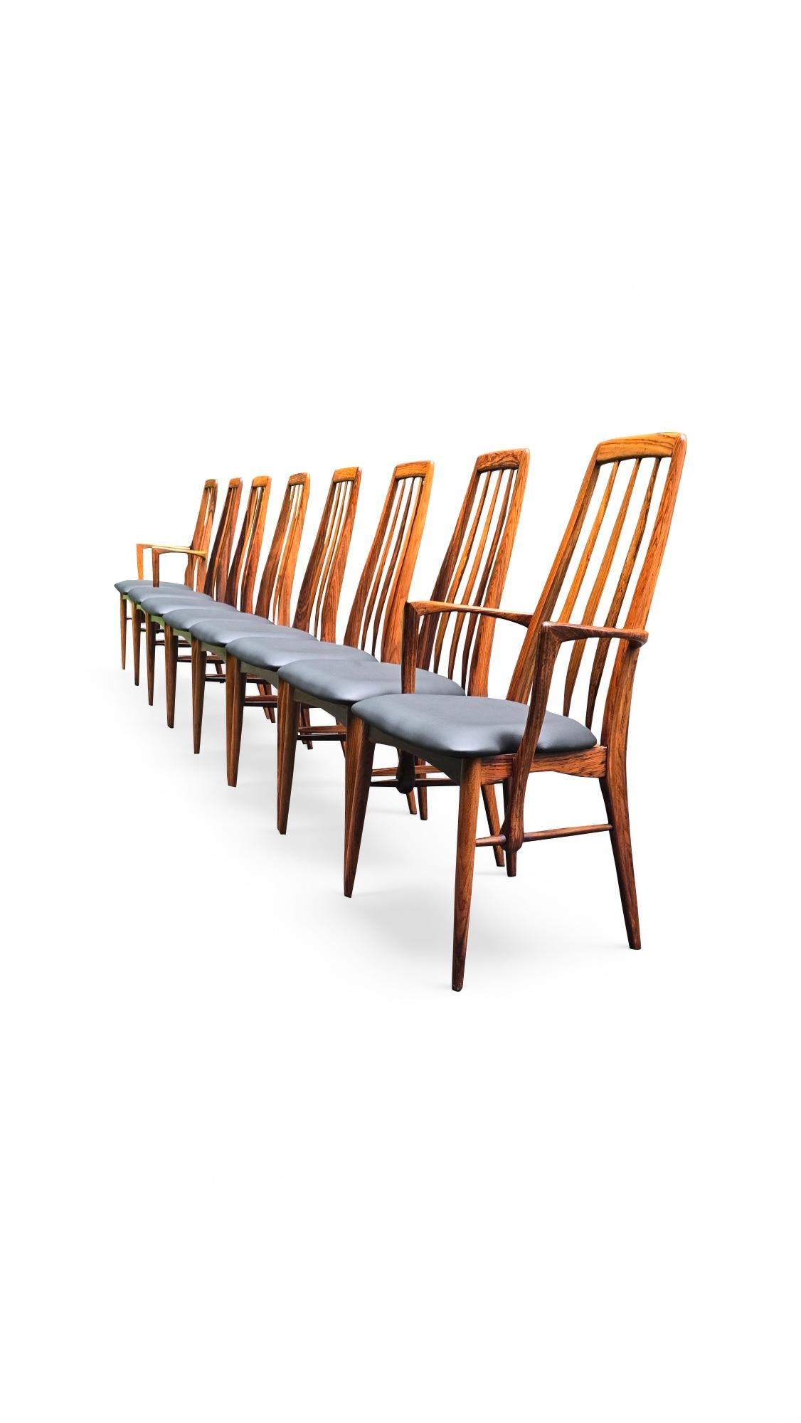 Ensemble de 8 chaises de salle à manger en bois de rose Koefoeds Hornslet Eva par Niels Koefoed en vente 5