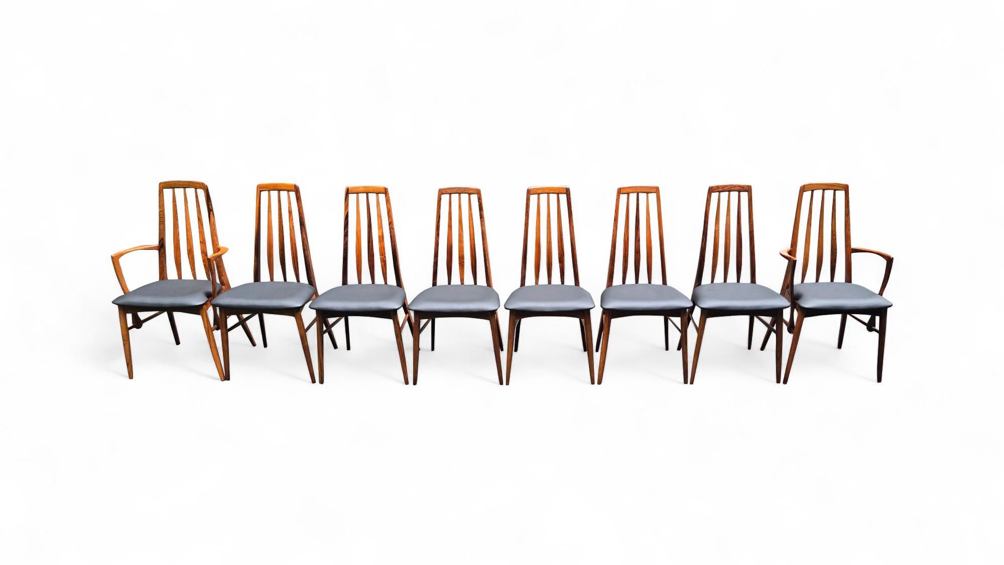 Ensemble de 8 chaises de salle à manger en bois de rose Koefoeds Hornslet Eva par Niels Koefoed en vente 6