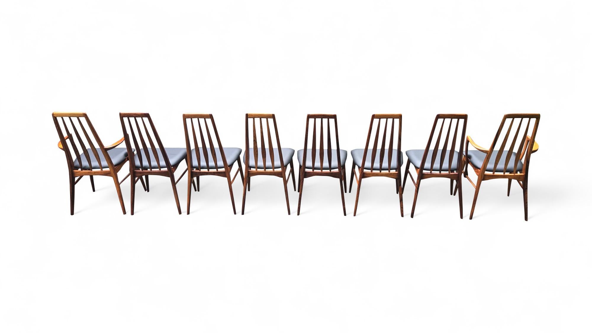 Ensemble de 8 chaises de salle à manger en bois de rose Koefoeds Hornslet Eva par Niels Koefoed en vente 7
