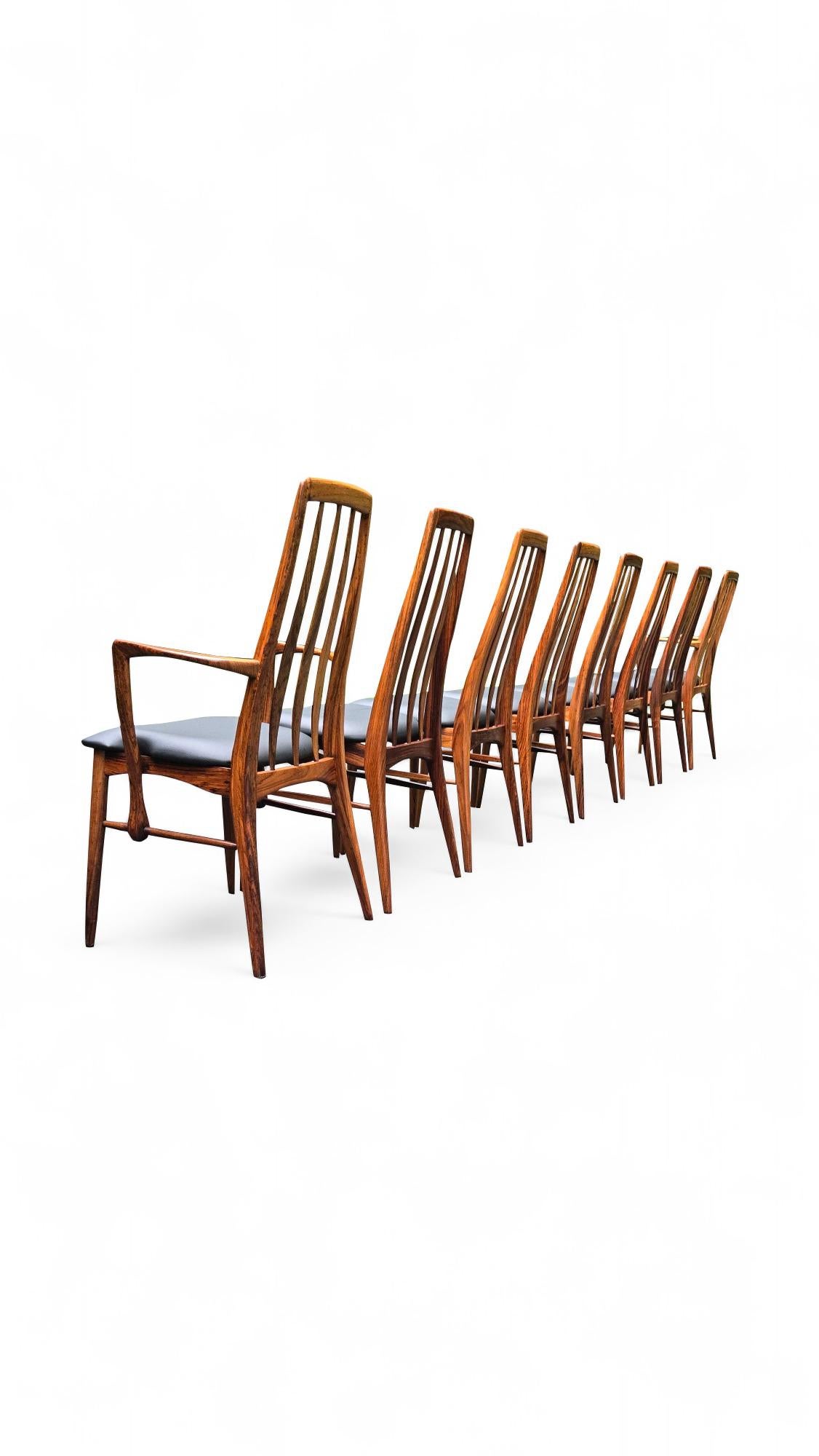 Ensemble de 8 chaises de salle à manger en bois de rose Koefoeds Hornslet Eva par Niels Koefoed en vente 9