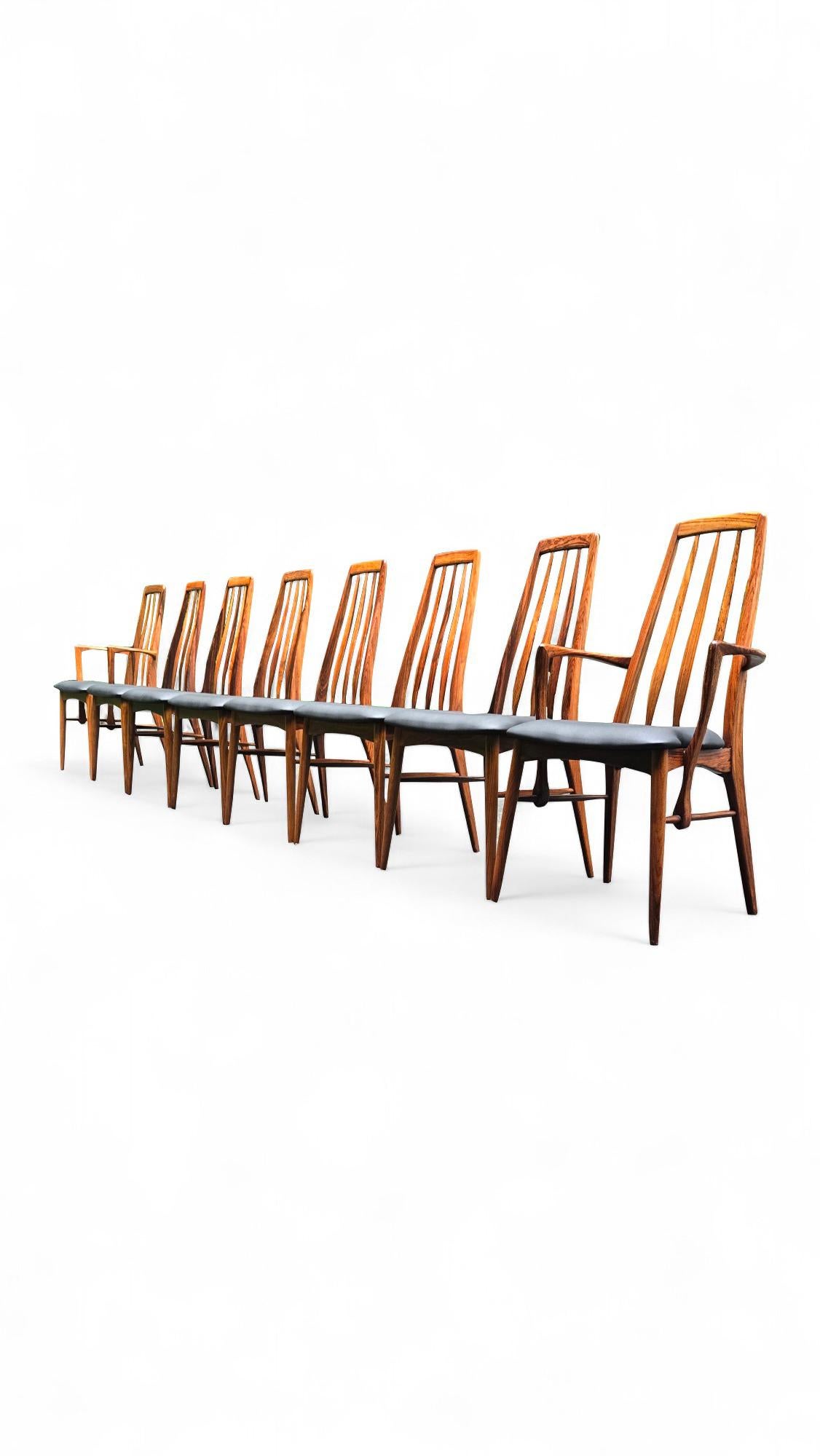 Ensemble de 8 chaises de salle à manger en bois de rose Koefoeds Hornslet Eva par Niels Koefoed en vente 10