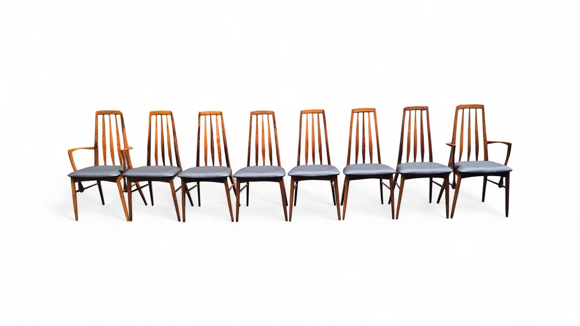 Ensemble de 8 chaises de salle à manger en bois de rose Koefoeds Hornslet Eva par Niels Koefoed en vente 12