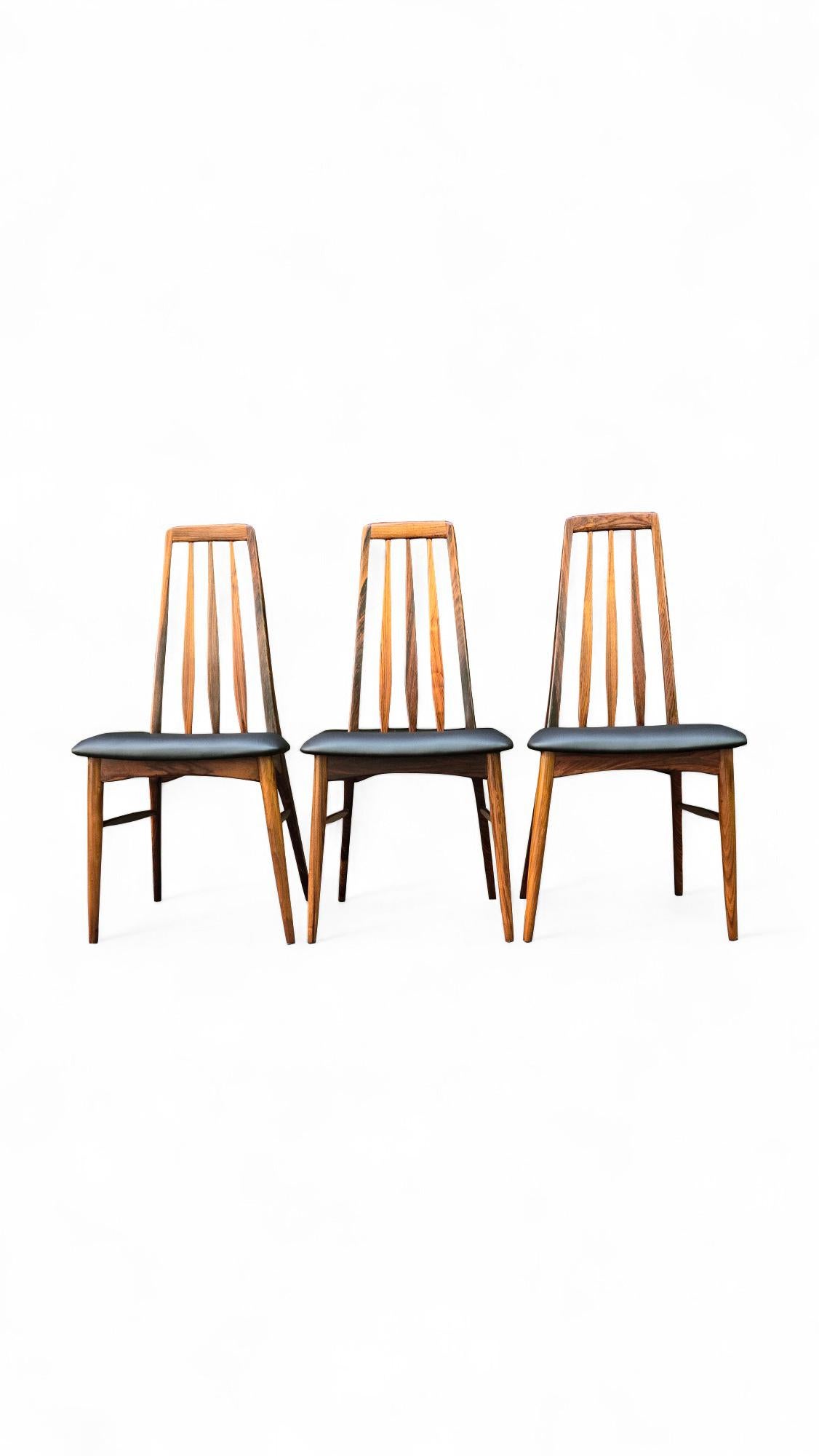 Danois Ensemble de 8 chaises de salle à manger en bois de rose Koefoeds Hornslet Eva par Niels Koefoed en vente