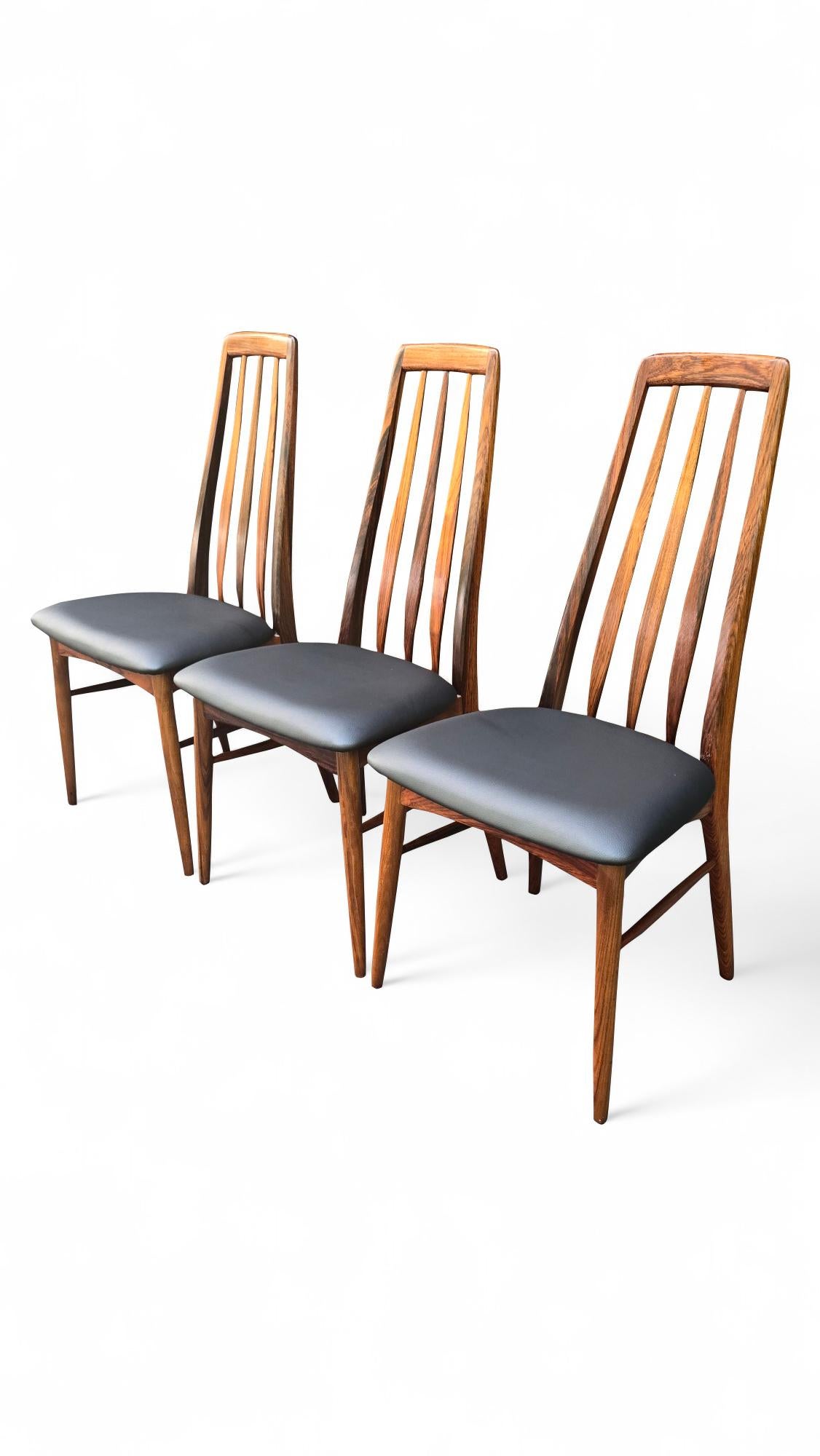 20ième siècle Ensemble de 8 chaises de salle à manger en bois de rose Koefoeds Hornslet Eva par Niels Koefoed en vente