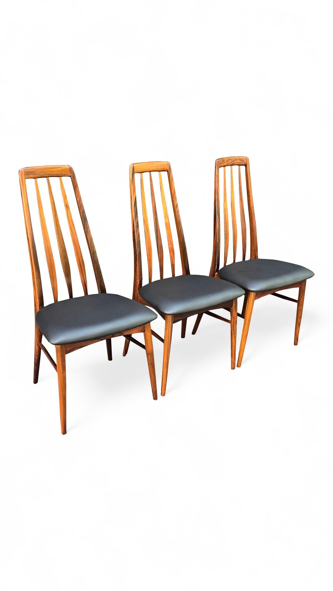 Tissu d'ameublement Ensemble de 8 chaises de salle à manger en bois de rose Koefoeds Hornslet Eva par Niels Koefoed en vente