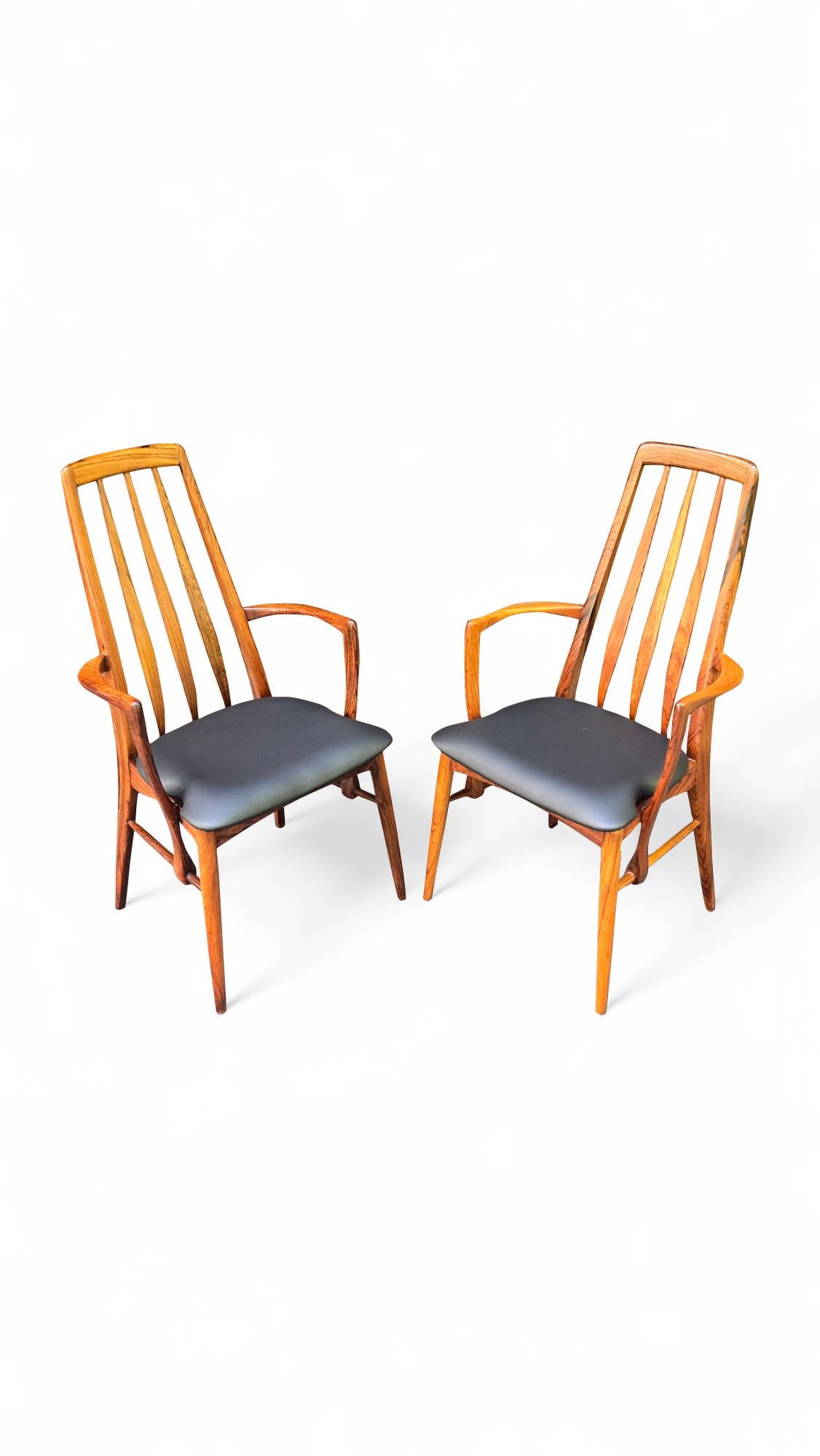 Ensemble de 8 chaises de salle à manger en bois de rose Koefoeds Hornslet Eva par Niels Koefoed en vente 2