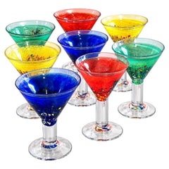 Set of 8 Kosta Boda Satellite Martini Glasses by Bertil Vallien, Signed Swedish