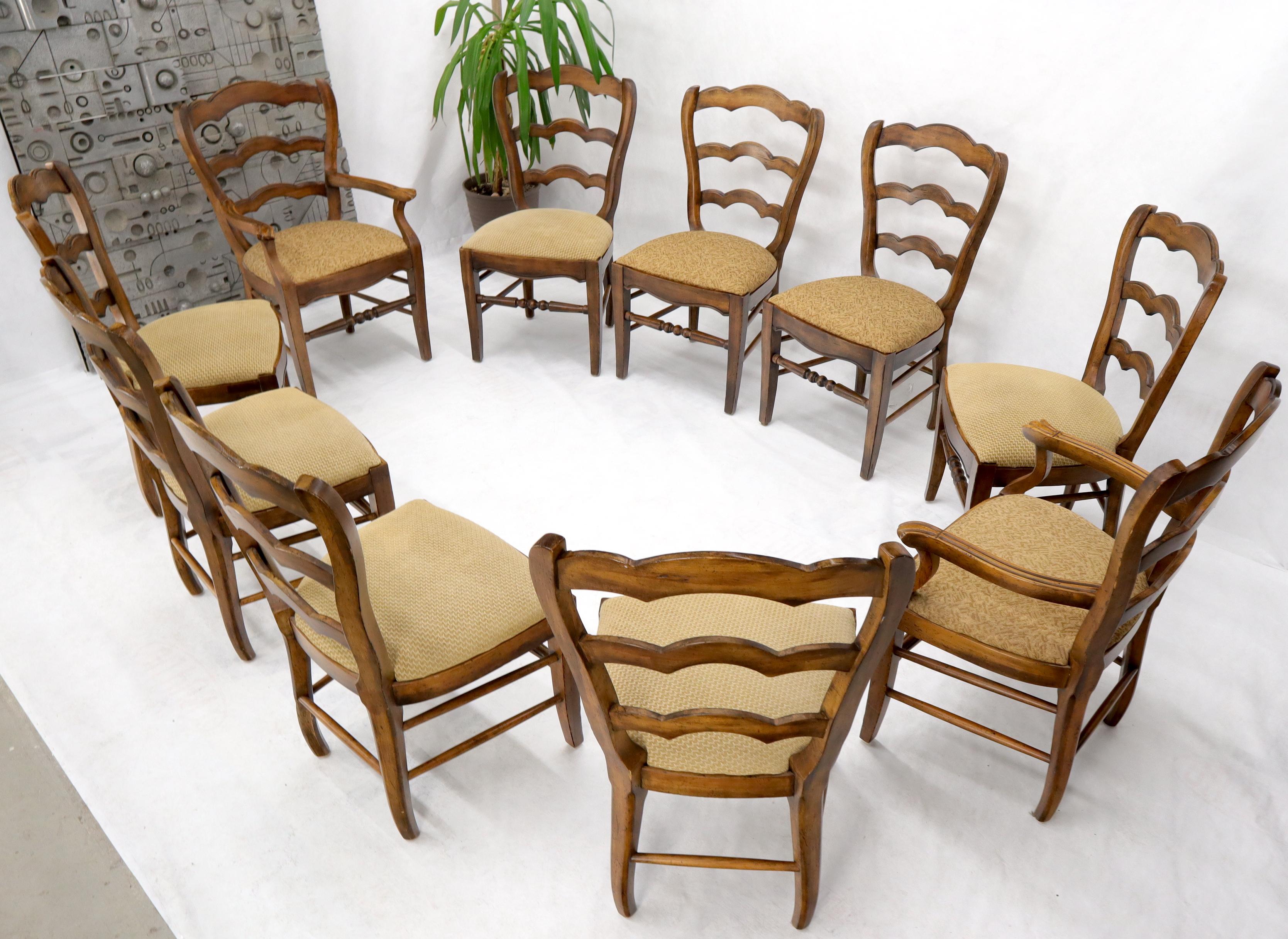Unknown Set of 10 Ladder Back Colonial Spanish Side Dining Chairs by Henredon