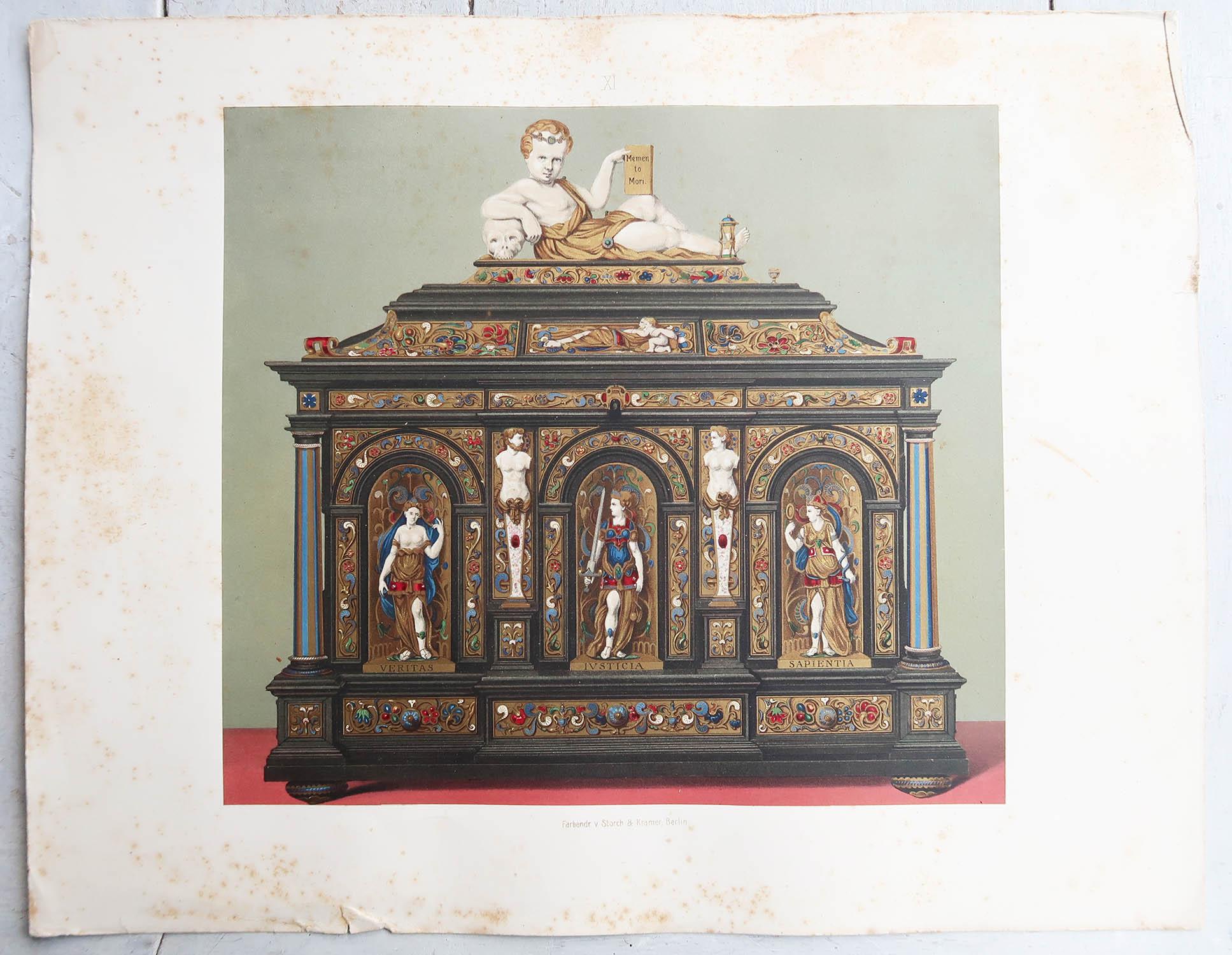 Mid-19th Century Set of 8 Large Antique Prints of European Renaissance Art Treasures. 1862 For Sale
