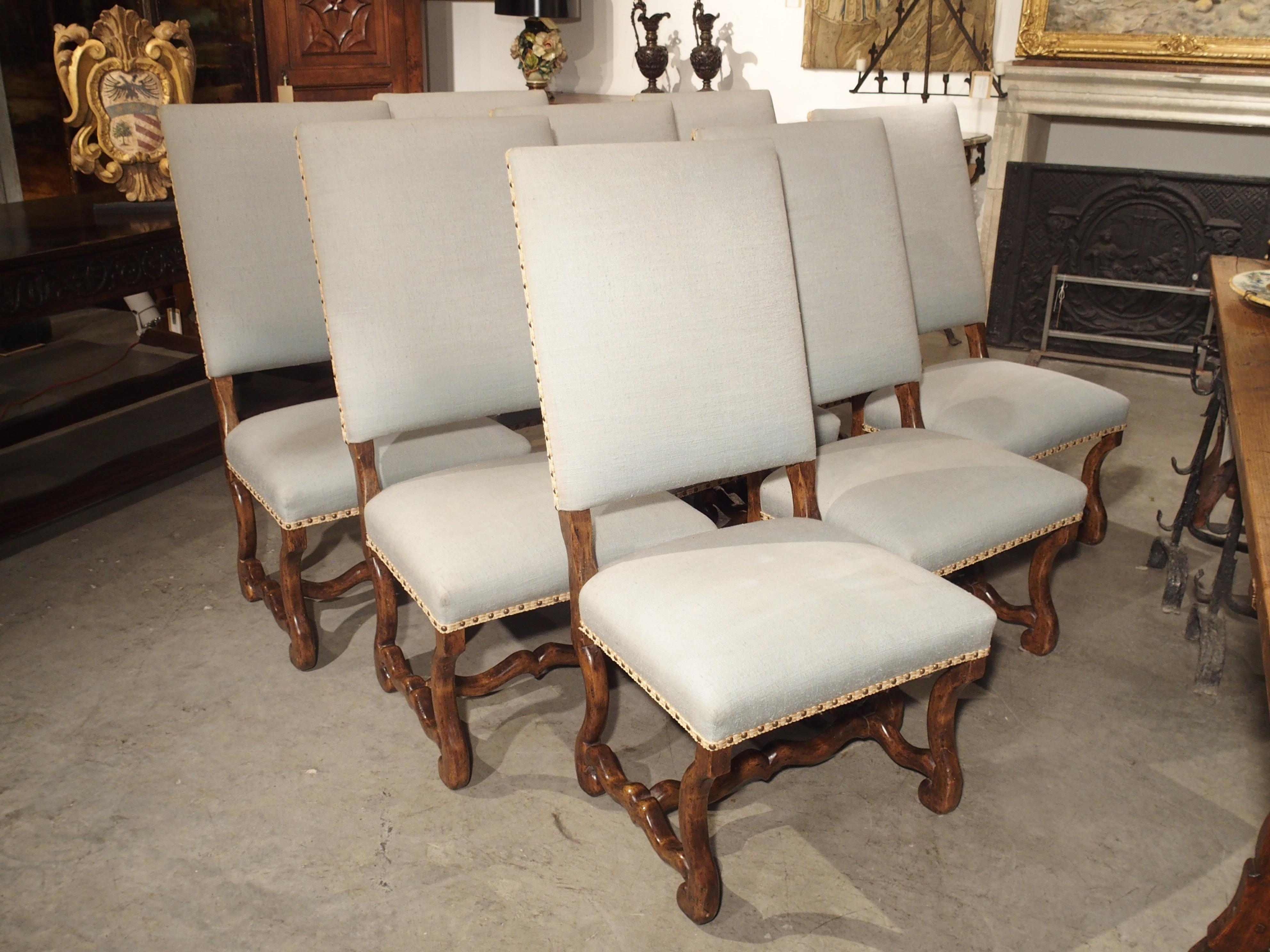 Set of 8 Large Carved Fruitwood Os De Mouton Dining Chairs 5