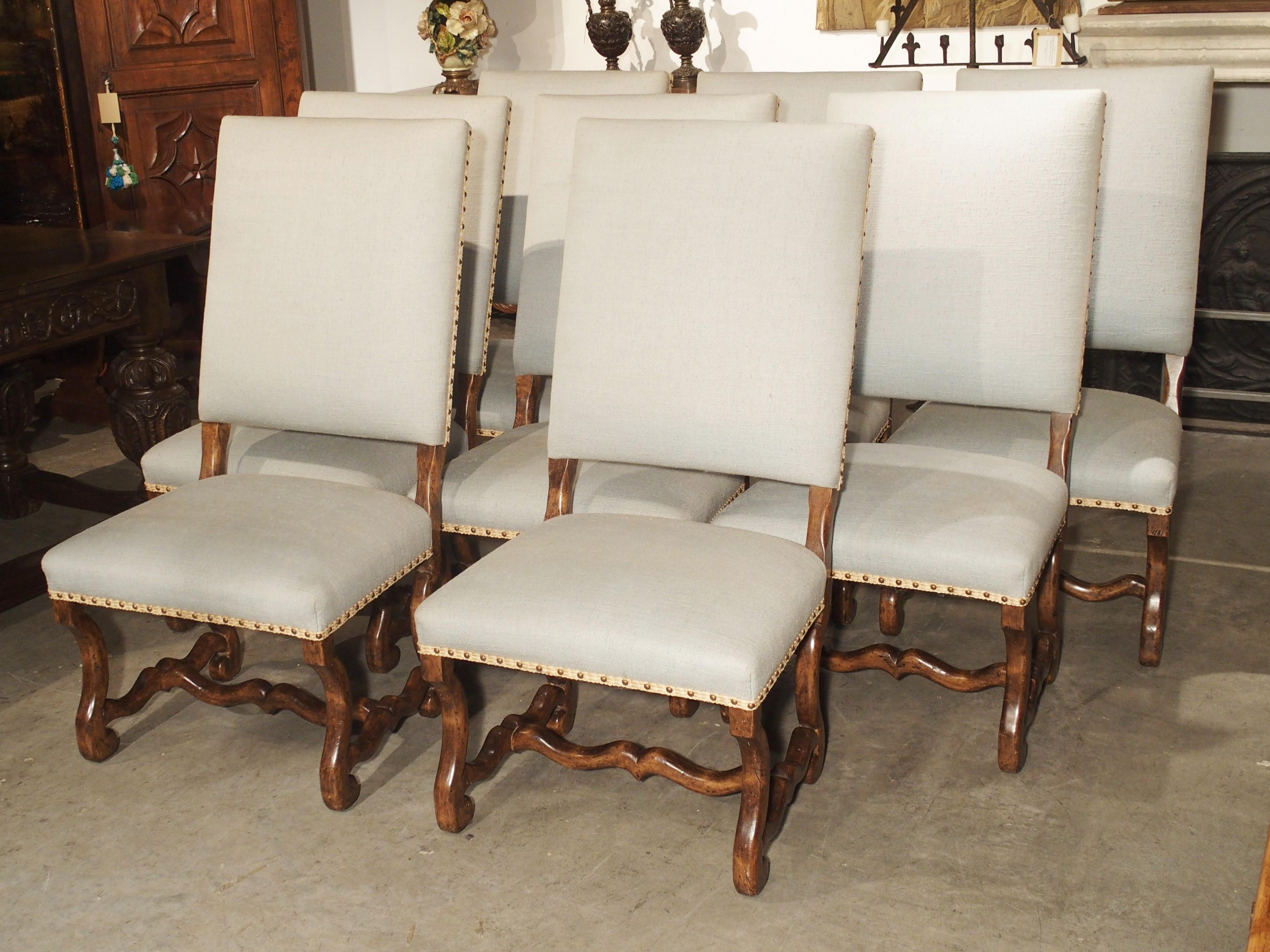 Set of 8 Large Carved Fruitwood Os De Mouton Dining Chairs 12