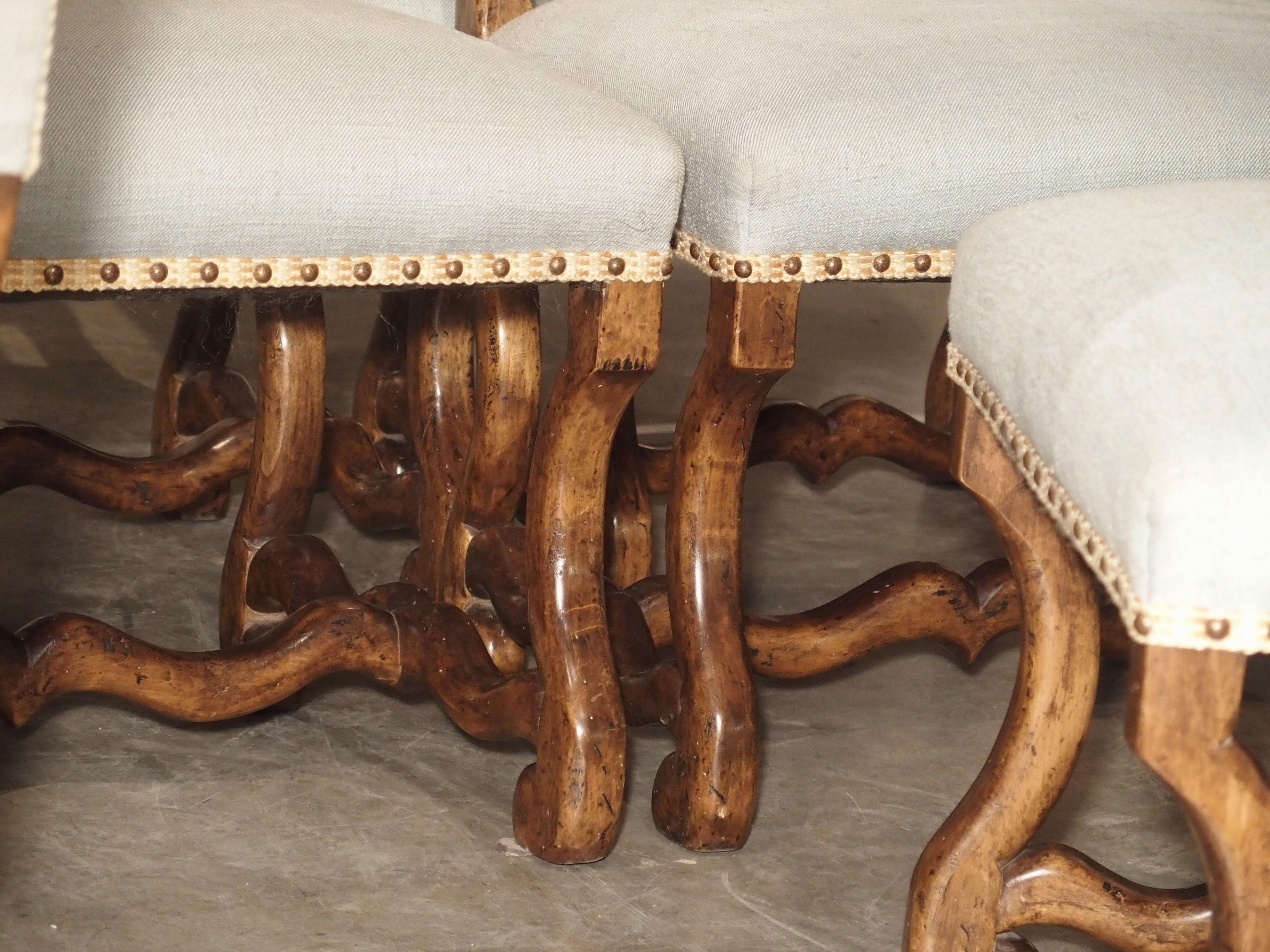 Set of 8 Large Carved Fruitwood Os De Mouton Dining Chairs 2