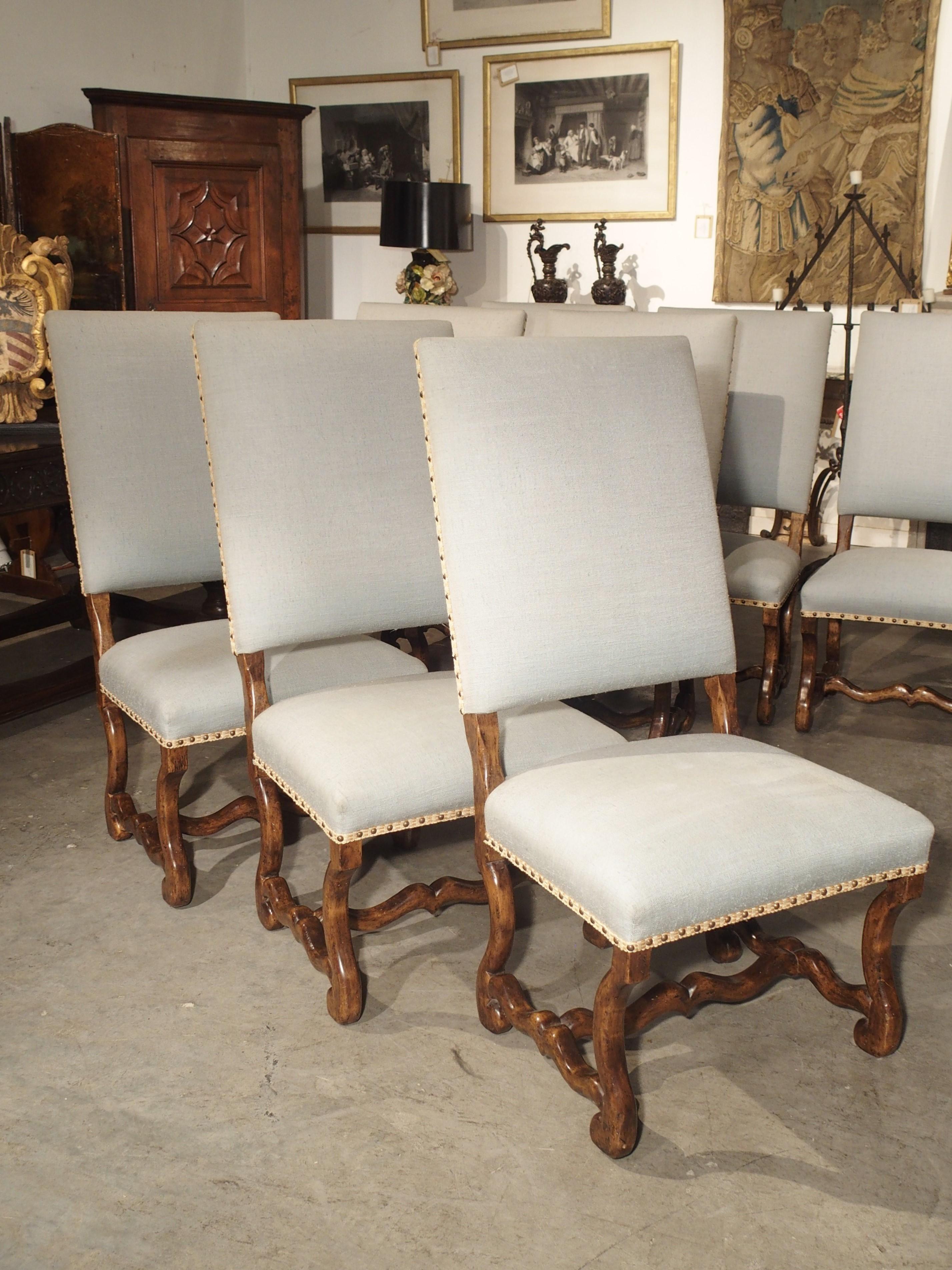 Set of 8 Large Carved Fruitwood Os De Mouton Dining Chairs 3