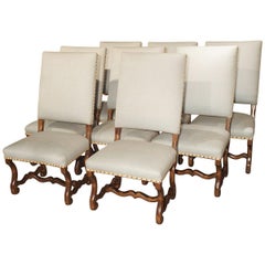 Set of 8 Large Carved Fruitwood Os De Mouton Dining Chairs