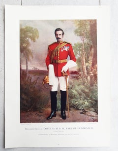 Set of 8 Large Original Antique Prints of Gentlemen in Military Costume. 1900