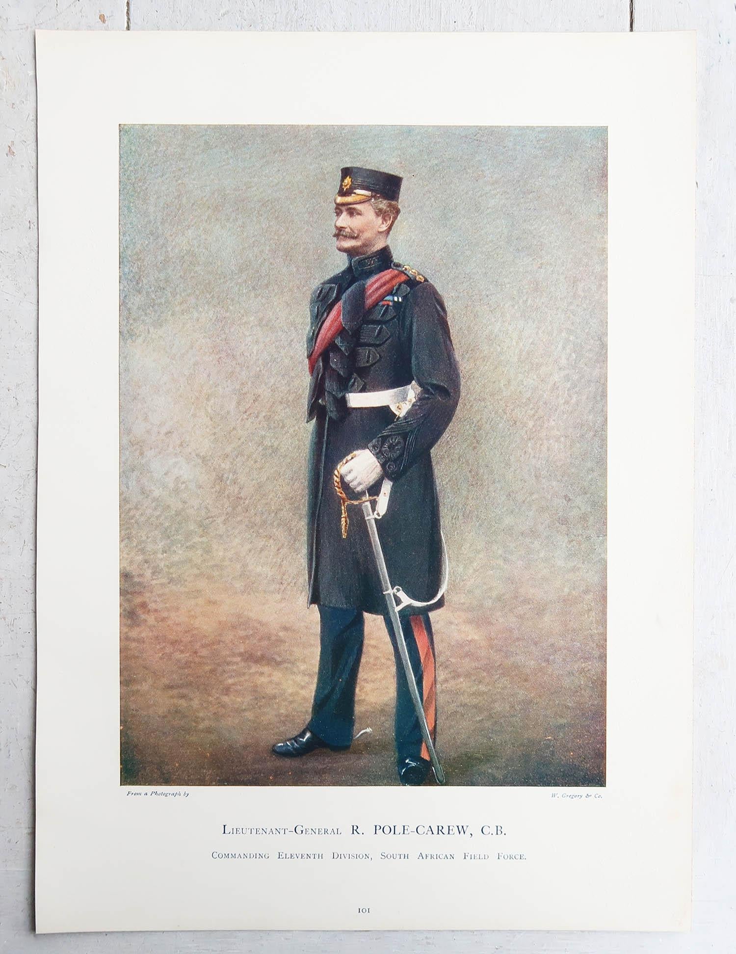 English Set of 8 Large Original Antique Prints of Gentlemen in Military Costume. 1900 For Sale