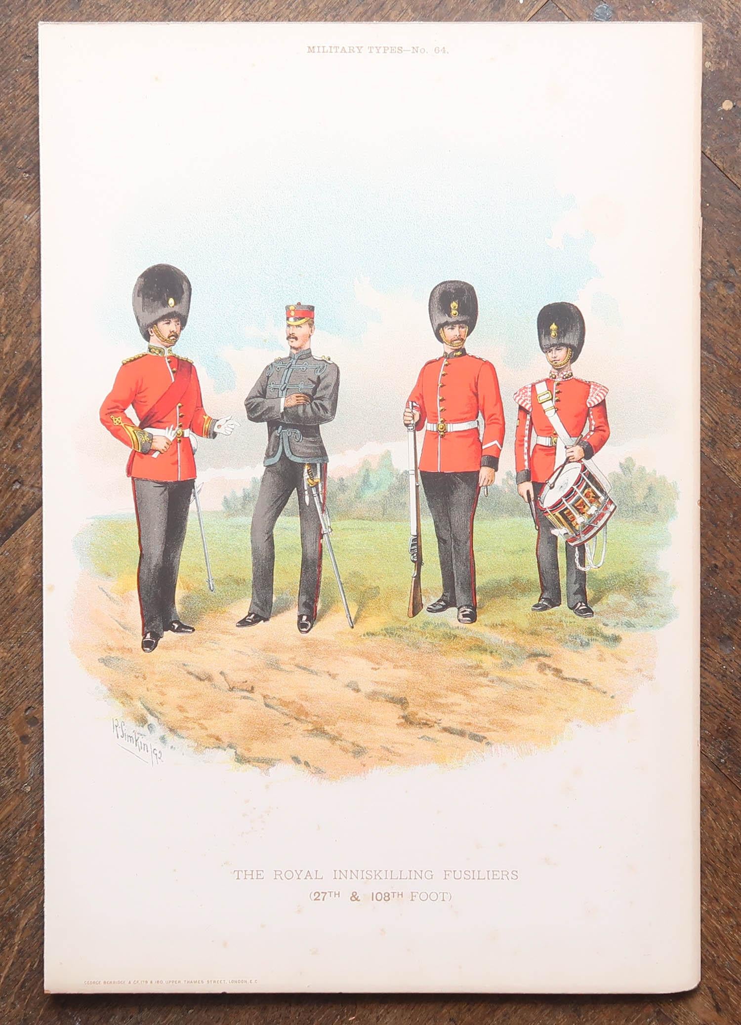 Wonderful set of military gentlemen in full dress

Chromolithographs on card

After the artwork by R.Simkin

Published by George Berridge & Co.C.1890

Unframed.

Free shipping
