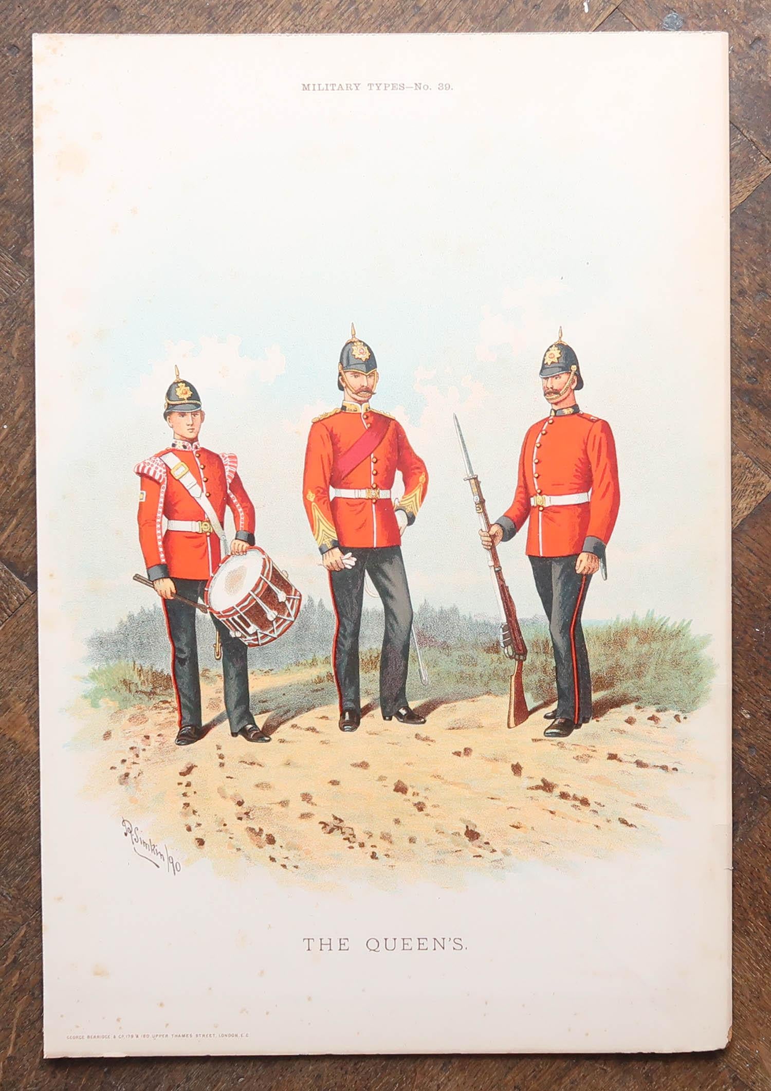 English Set of 8 Large Original Antique Prints of Gentlemen in Military Costume. C.1890 For Sale
