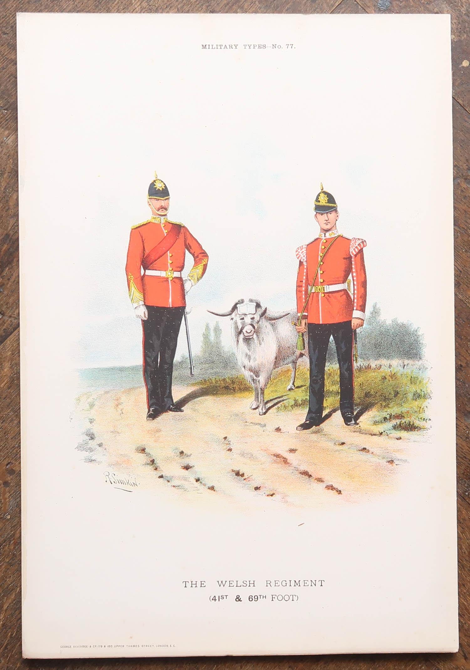 Set of 8 Large Original Antique Prints of Gentlemen in Military Costume. C.1890 In Good Condition For Sale In St Annes, Lancashire