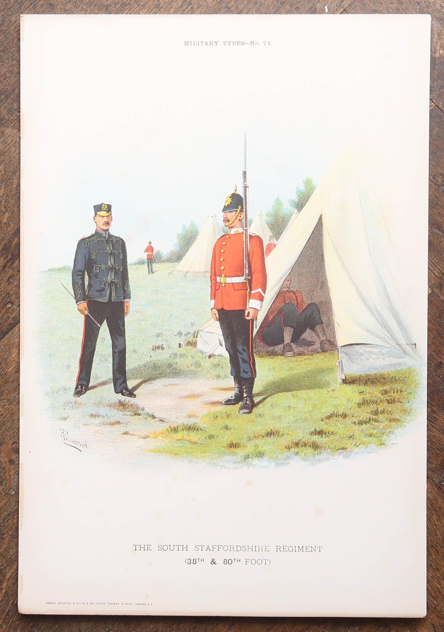 Late 19th Century Set of 8 Large Original Antique Prints of Gentlemen in Military Costume. C.1890 For Sale