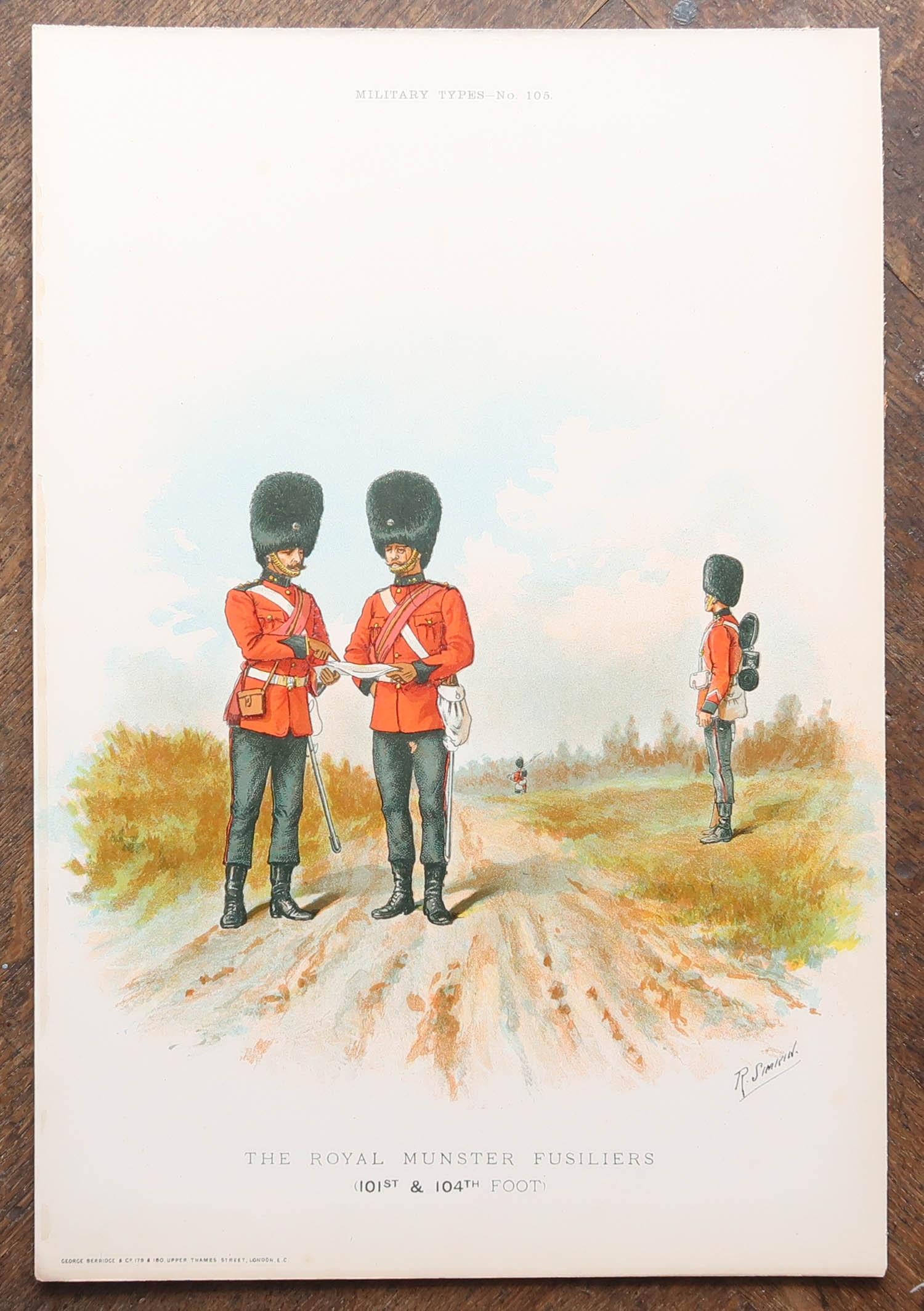 Set of 8 Large Original Antique Prints of Gentlemen in Military Costume. C.1890 For Sale 1