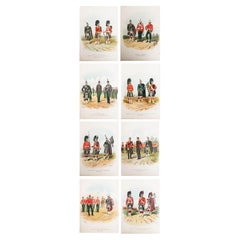 Set of 8 Large Original Antique Prints of Gentlemen in Military Costume. C.1890