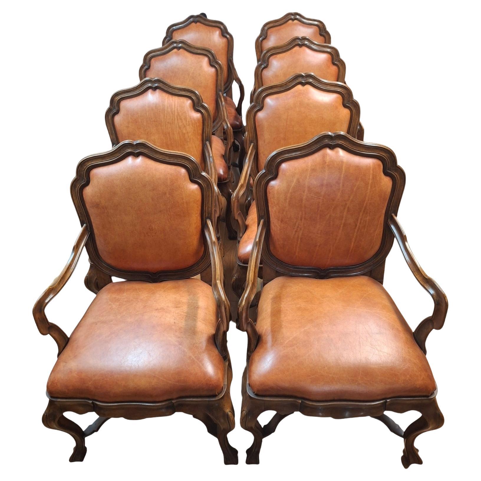 Set of 8 Large Venetian Style Walnut Armchairs by Therien Studio Workshops