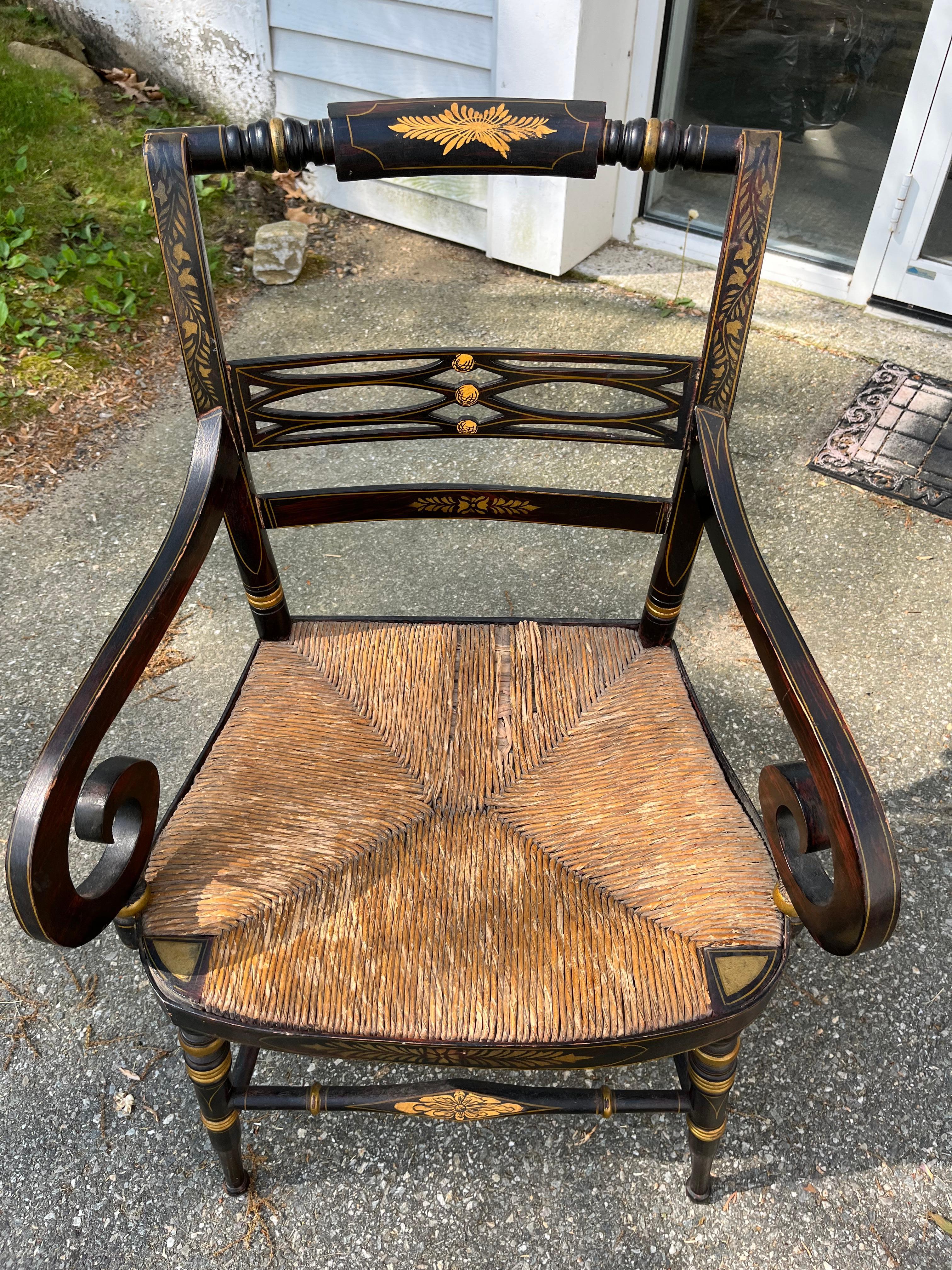 Pine Set of 8 Late Federal Period Hitchcock Chairs